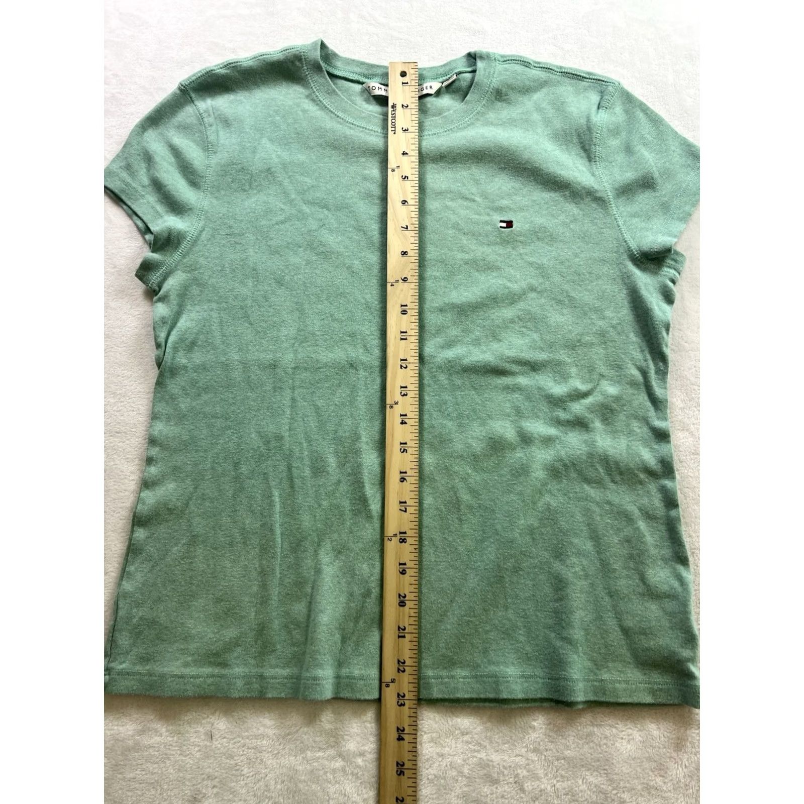 Tommy Hilfiger Tommy Hilfiger Women's Shirt Tee Green Short Sleeve 2XL Knit Cotton Embroidered, Regular Fit, Solid, Casual Sleeve, Machine Washable, Vintage: No Size XXL / US 16-18 / IT 52-54 - 3 Thumbnail