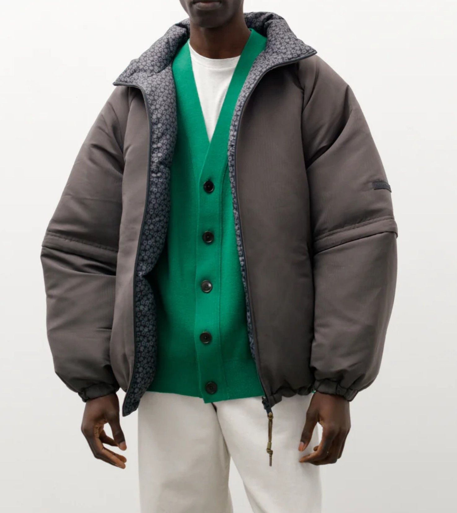 image of Acne Studios Reversible Down Jacket With Detatchable Sleeves in Chestnut Brown, Men's (Size Medium)