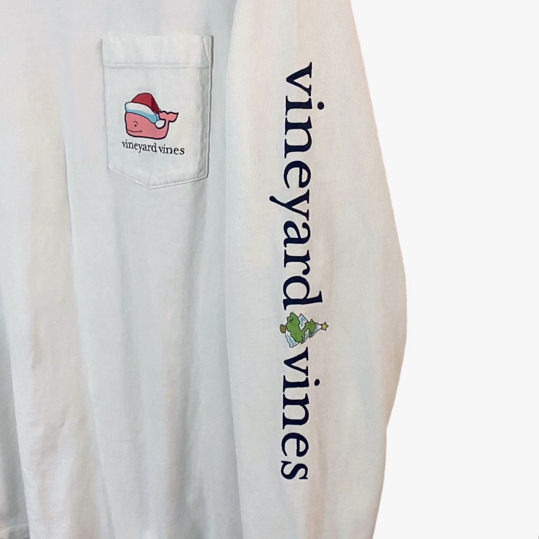 Vineyard Vines Vineyard Vines Santa Whale Long-Sleeve Pocket Tee Men M White Christmas Holiday T-Shirt Size US M / EU 48-50 / 2 - 7 Thumbnail