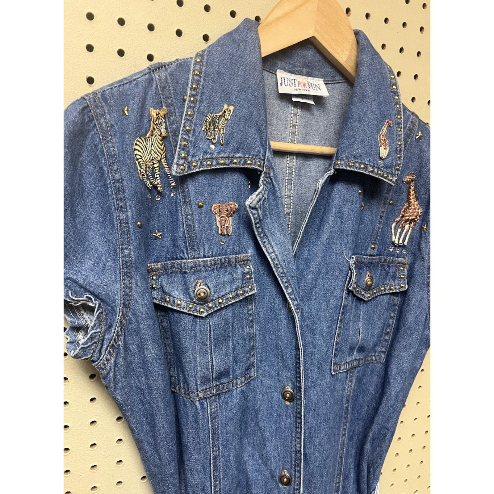 Denime VINTAGE Just For Fun Dress Denim Belted Long USA Made Blue 100% Cotton L Womens Long Dress Belted Pattern: Solid Size 36" / US 14 / IT 50 - 2 Thumbnail