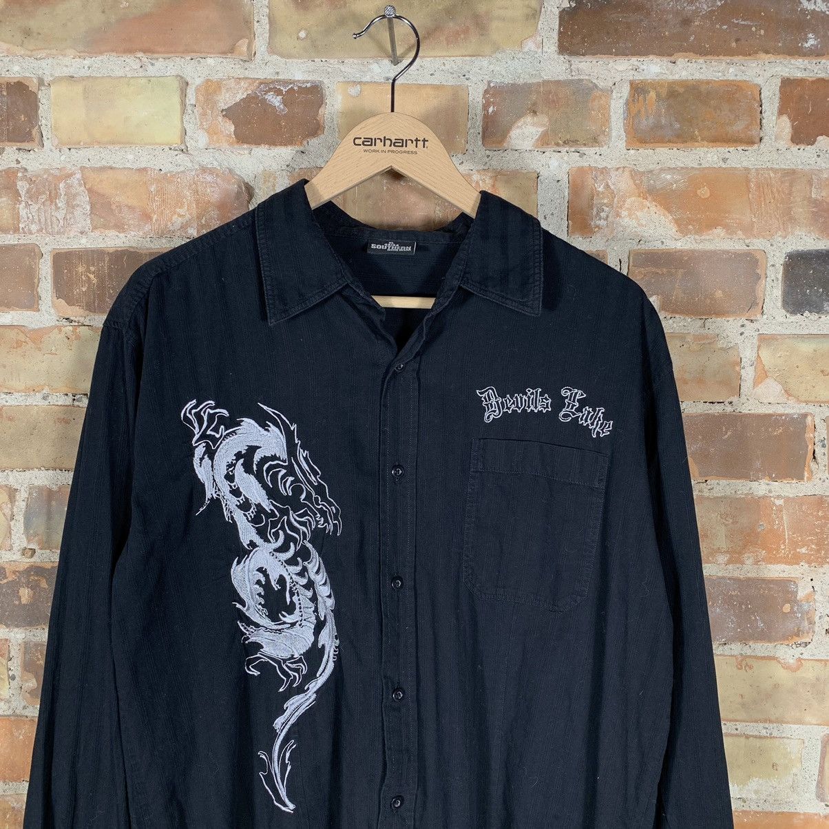 Japanese Brand × Vintage Vintage Dragon y2k style Shirt Embroidered Long Sleeve Drip Size US XL / EU 56 / 4 - 2 Thumbnail