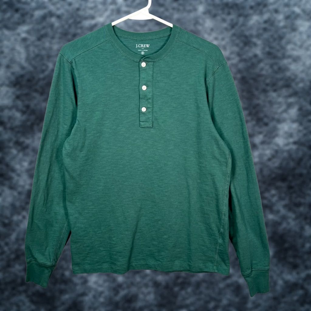 J.Crew J.Crew Mens T-Shirt Long Sleeve Henley 100% Cotton Green Size M Adult Mens Shirt Size US M / EU 48-50 / 2 - 1 Thumbnail