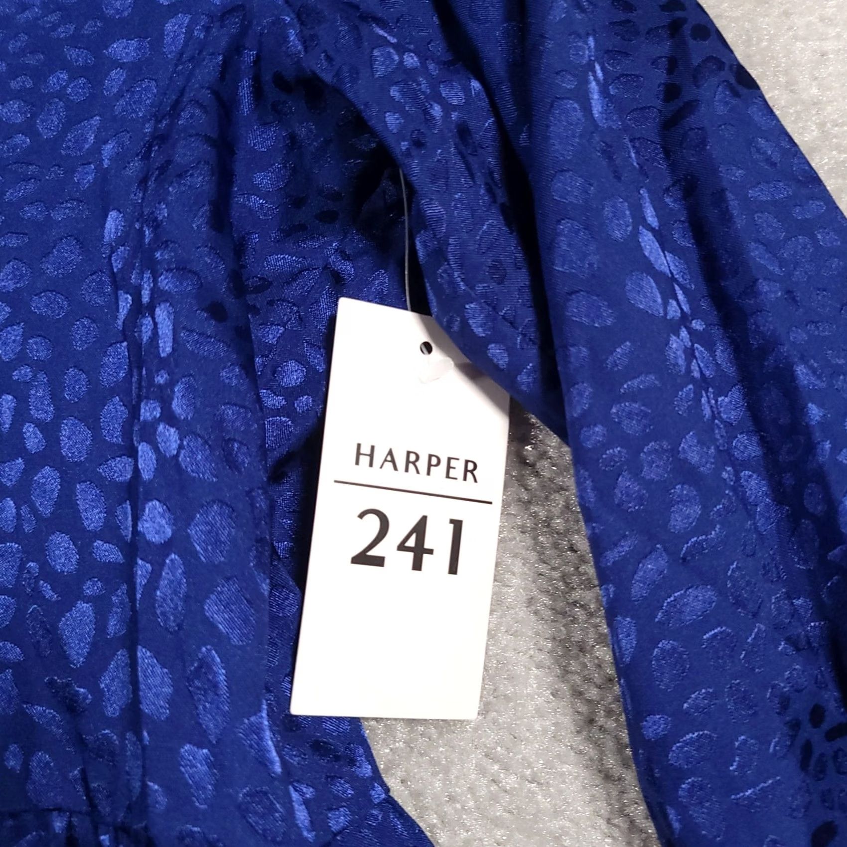 Vintage HARPER 241 Dress Womens 8 Blue Long Sleeve Tiered Ruffle Jacquard Satin Dress Size M / US 6-8 / IT 42-44 - 6 Thumbnail