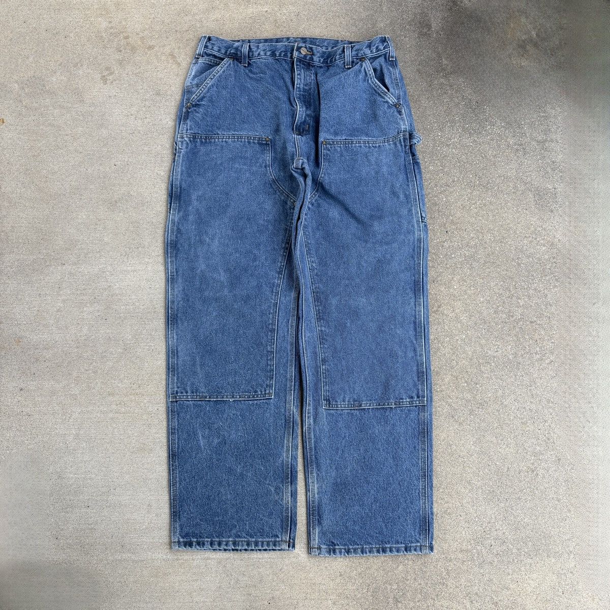 Vintage Vintage baggy Carhartt double knee dark wash denim jeans Size US 40 / EU 56 - 1 Thumbnail