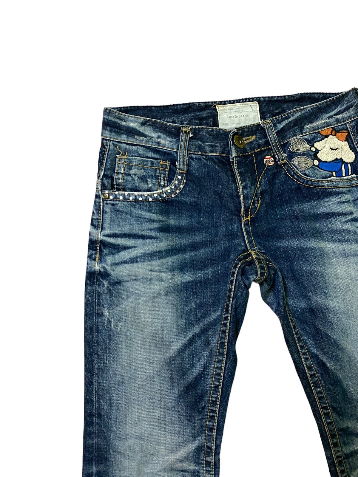 Japanese Brand × Vintage Rare Yoshitomo Nara Lolita Embroidered Jeans Size US 28 / EU 44 - 4 Thumbnail