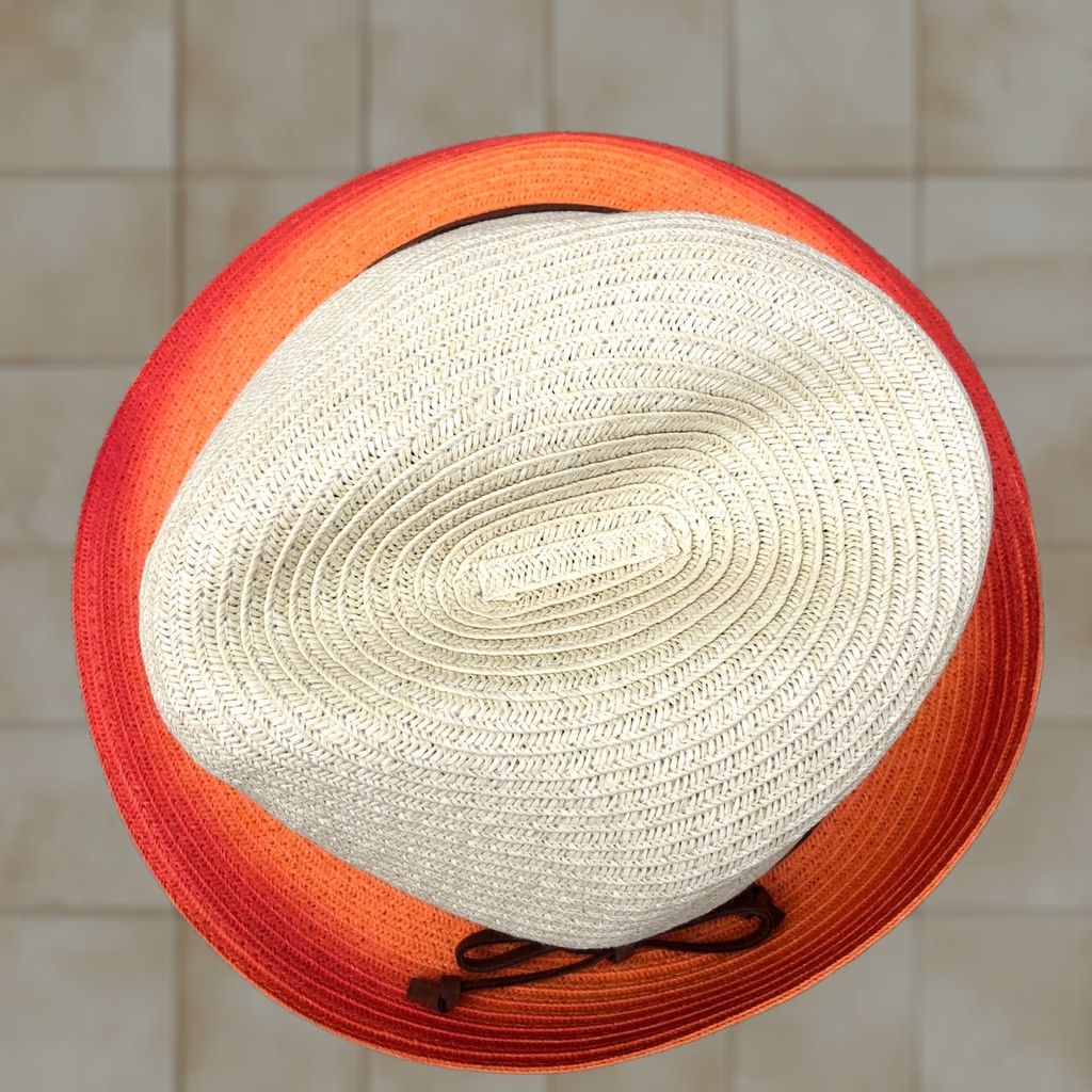 Panama Jack PANAMA JACK Fedora Hat Unisex Beige Orange 100% Toyo Cap One Size Mens Womens Fedora Hat Size ONE SIZE - 1 Thumbnail