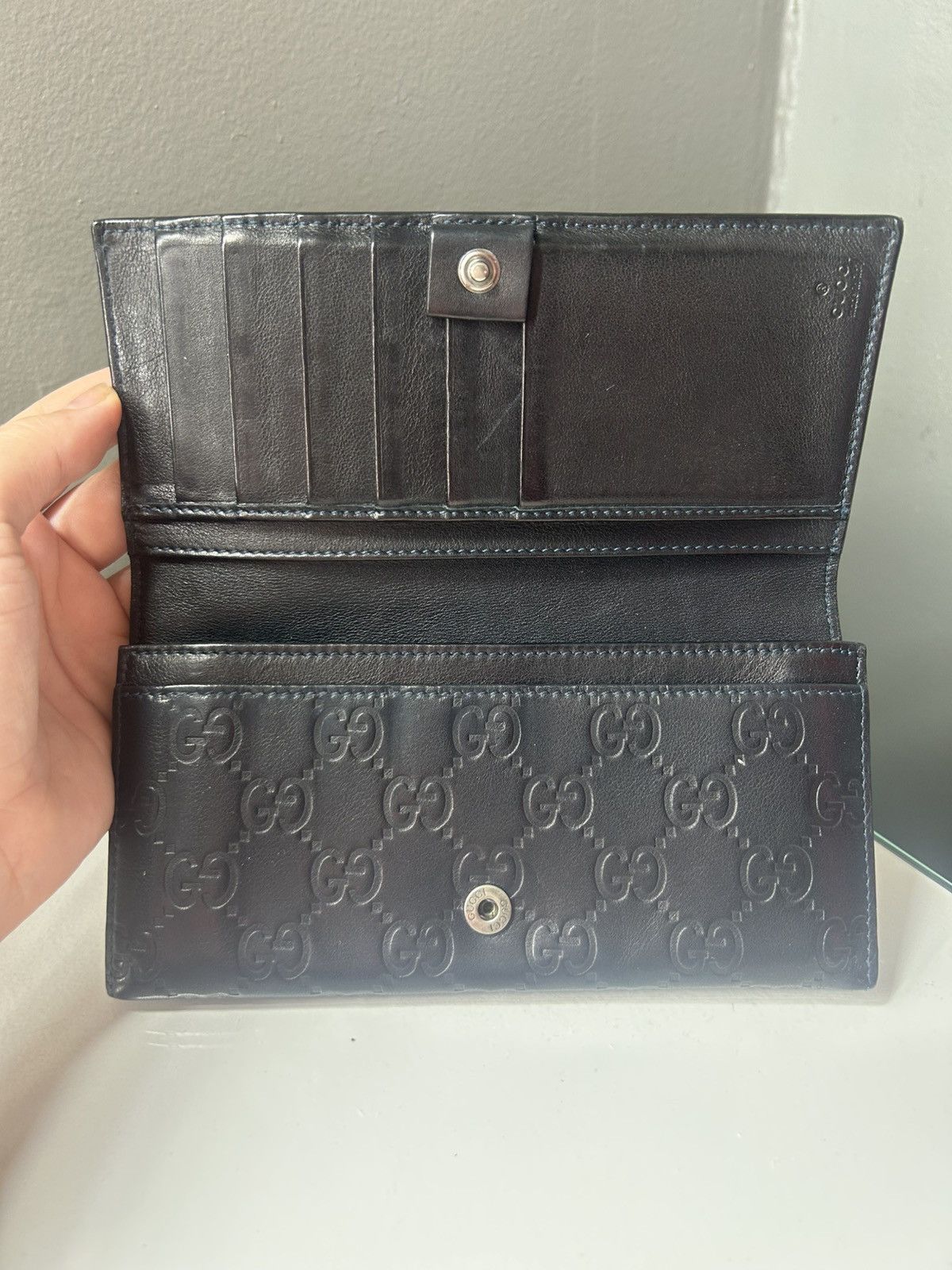 Gucci Gucci Guccissima Leather Dark Navy Blue Continental Wallet Size ONE SIZE - 3 Thumbnail