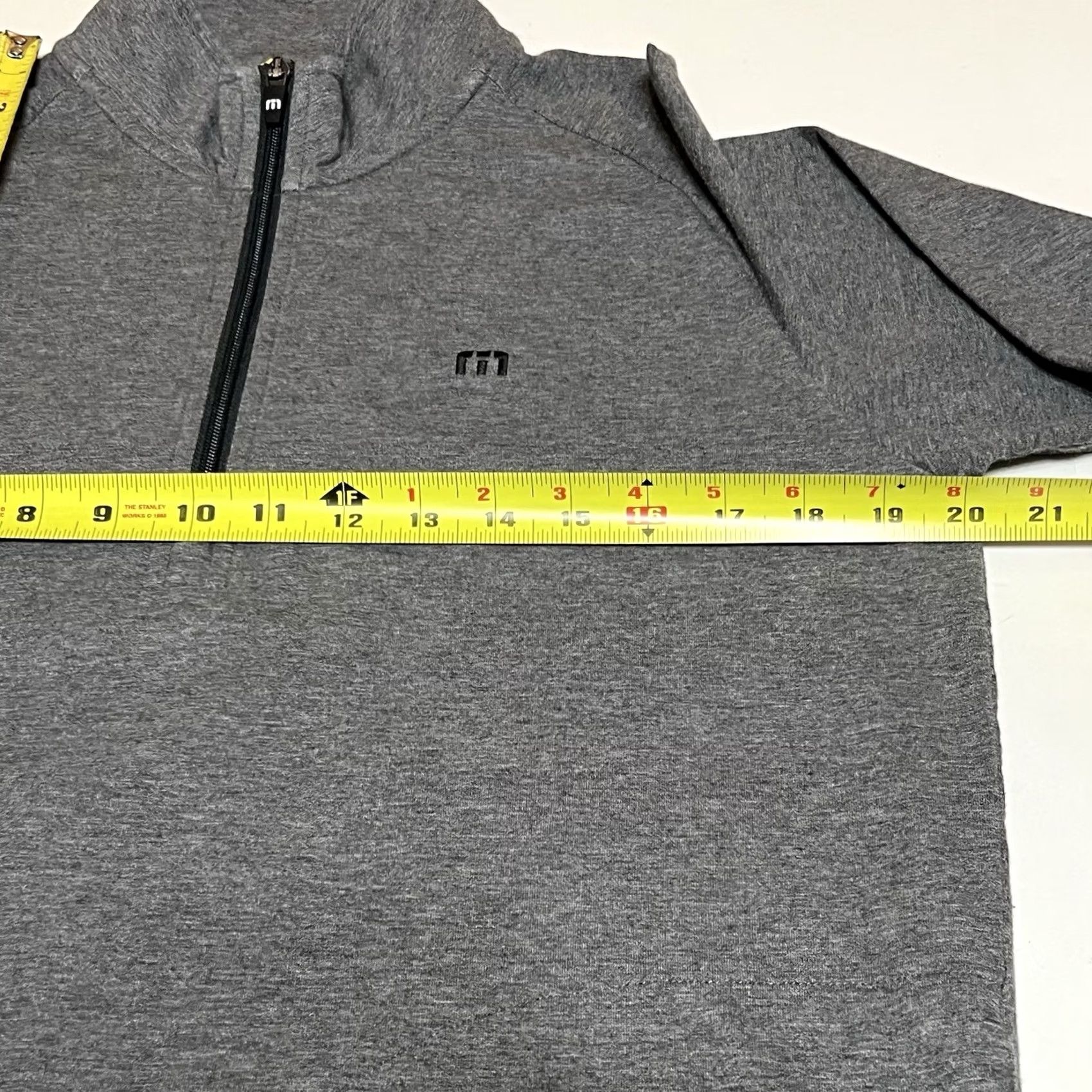 TravisMathew Travis Mathew Pullover Golf Sweater Mens Medium Gray 1/4 Zip Mock Neck Zip Logo Cotton Blend Shirt Size US M / EU 48-50 / 2 - 7 Thumbnail