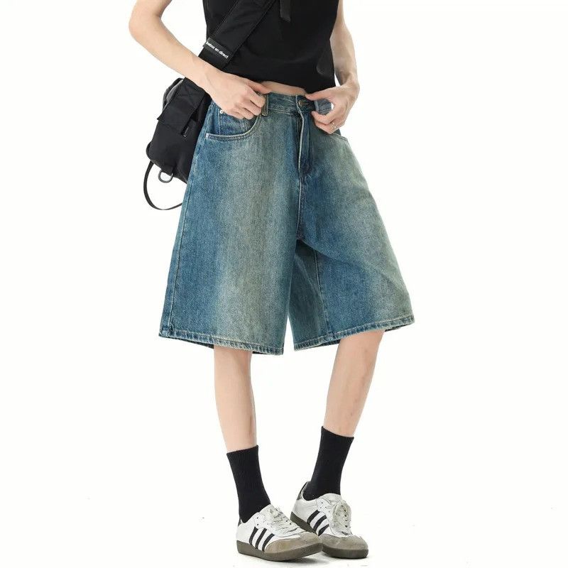 Jean Casual Contrast Denim Shorts Men Wide Leg 2025 Size US 34 / EU 50 - 4 Thumbnail