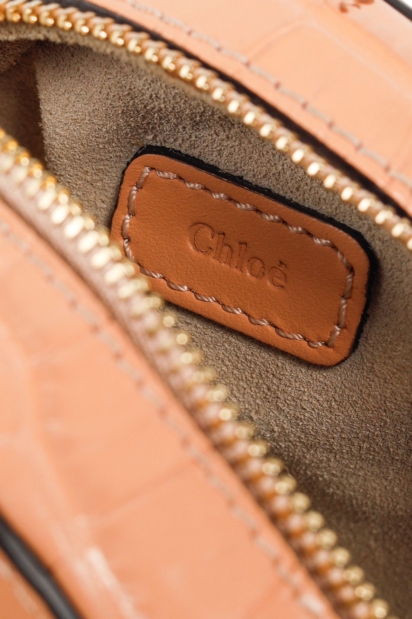 Chloe Chloe C Mini Round Milky Orange Croc-Embossed Crossbody Bag Size ONE SIZE - 9 Thumbnail