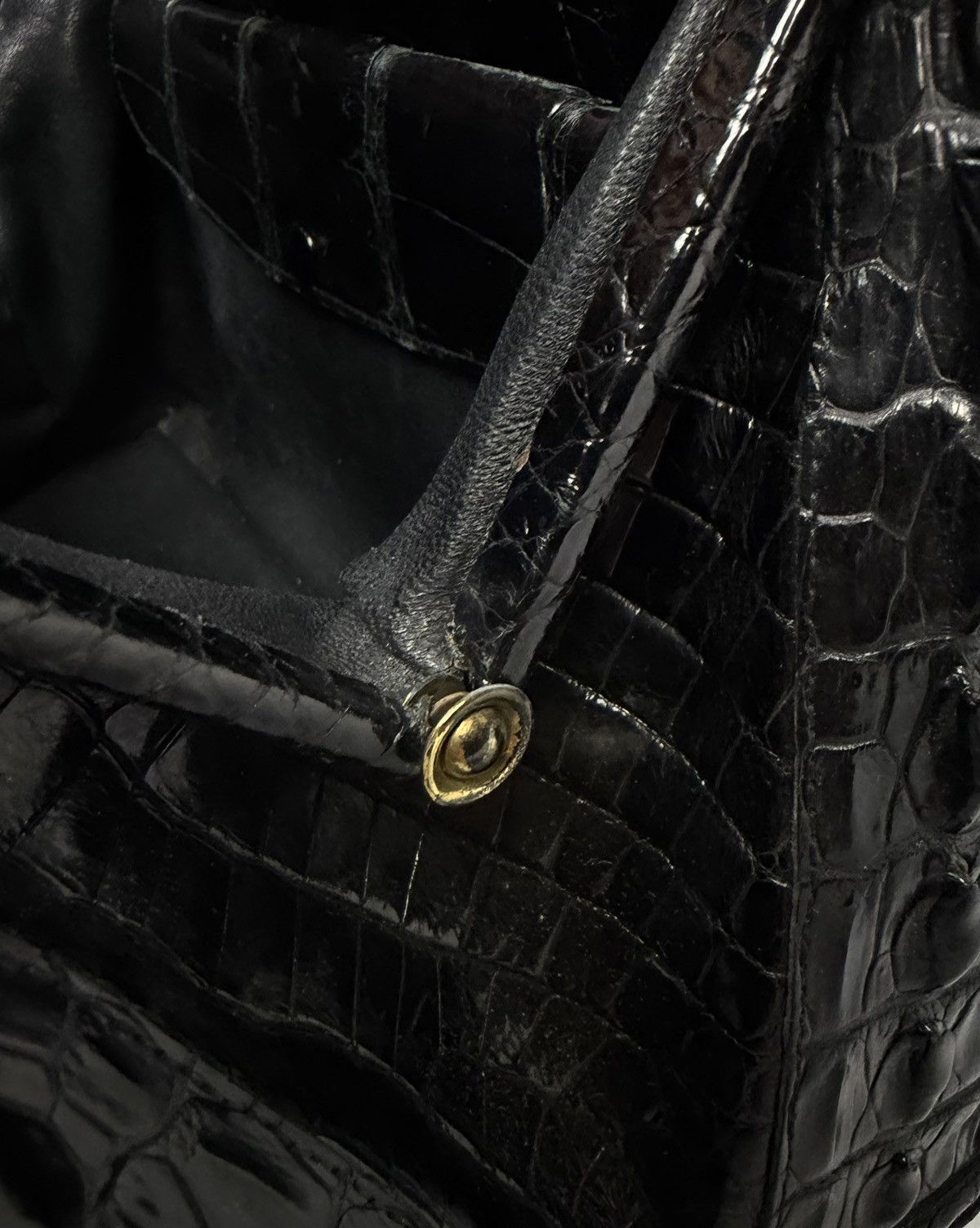 Vintage 1950-60s Genuine Crocodile Hornback Frame Top Handbag Exotic Size ONE SIZE - 21 Thumbnail
