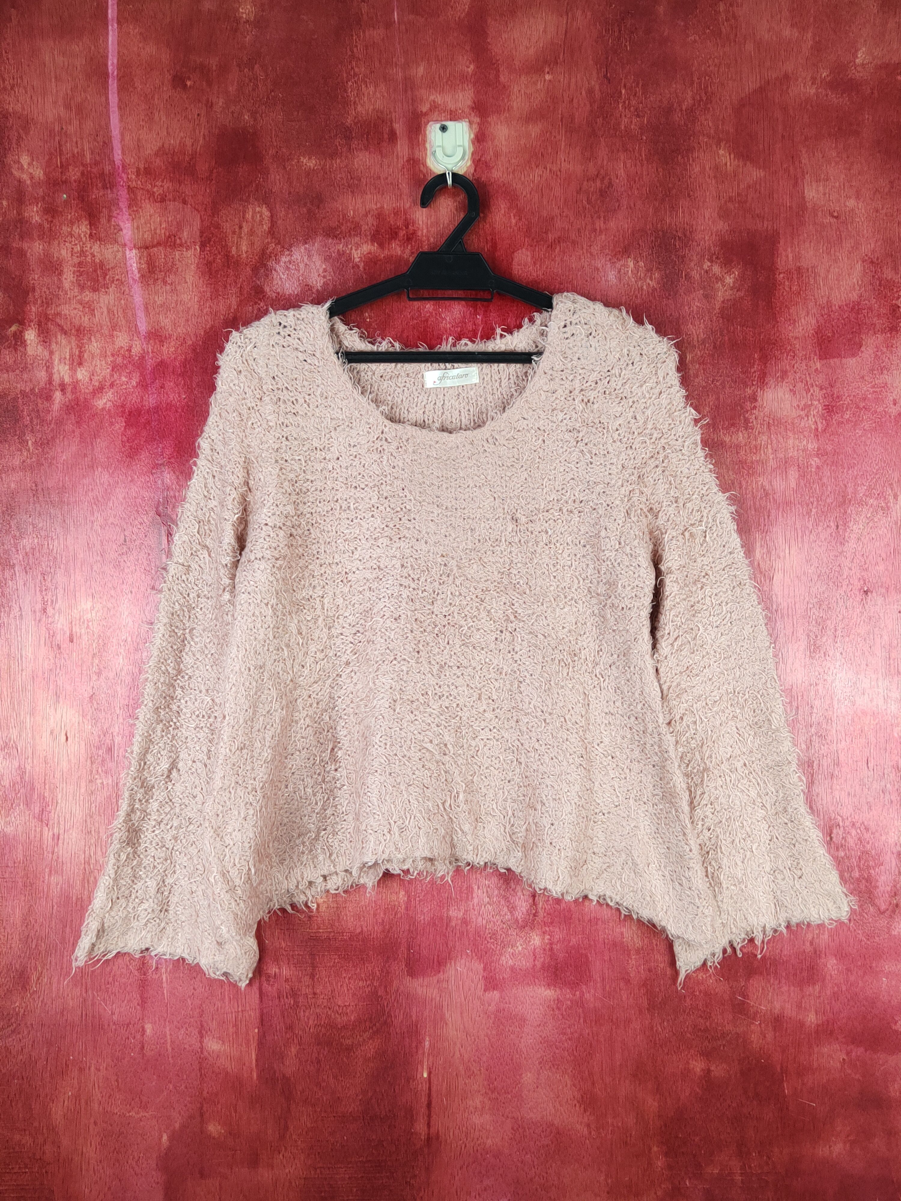 Homespun Knitwear Africataro Peach Shag Shaggy Fur Mohair Knitwear #S1889 Size S / US 4 / IT 40 - 1 Thumbnail
