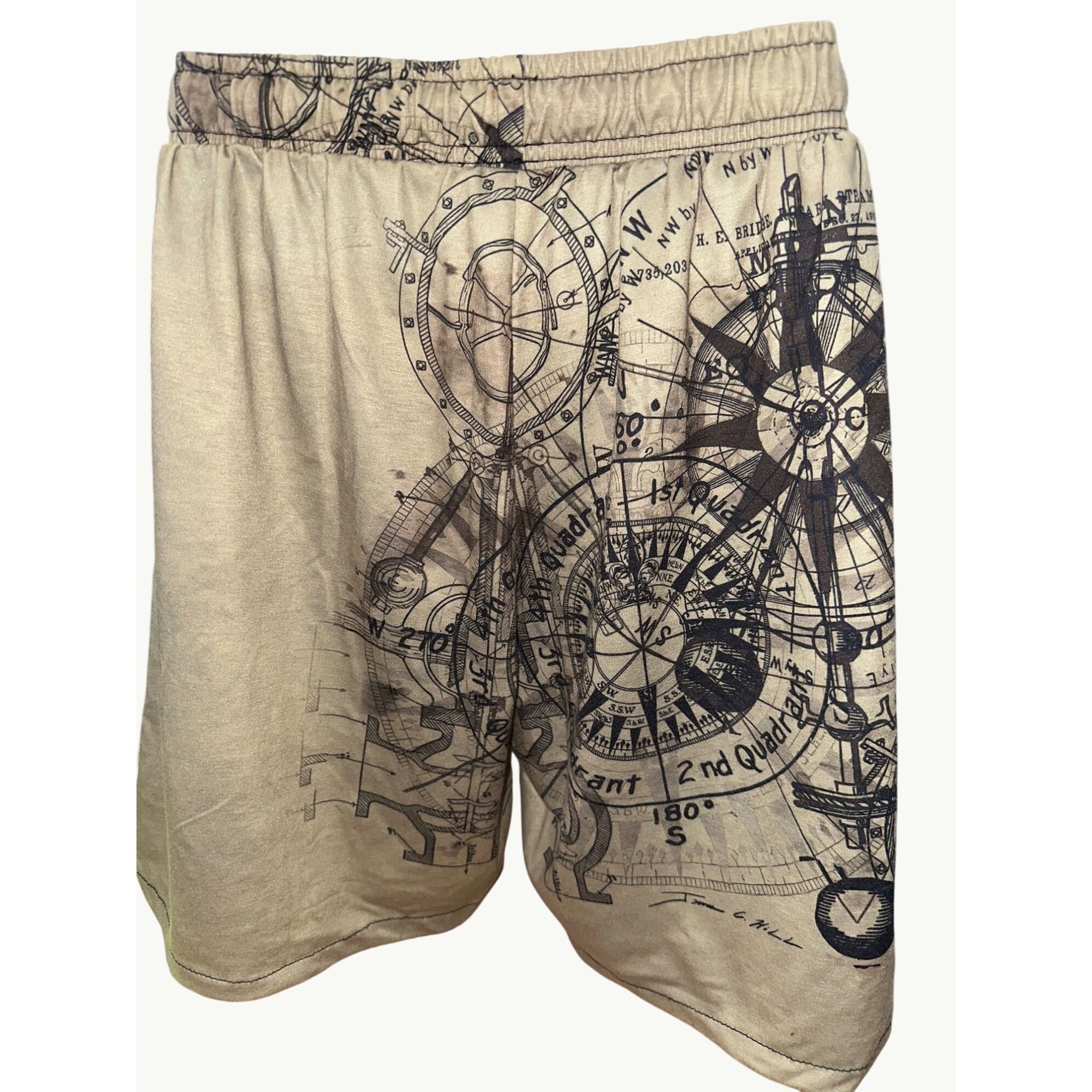Other CCC James C Hill Nautical Map Print Shorts Beige Black Graph Size US 28 / EU 44 - 2 Thumbnail