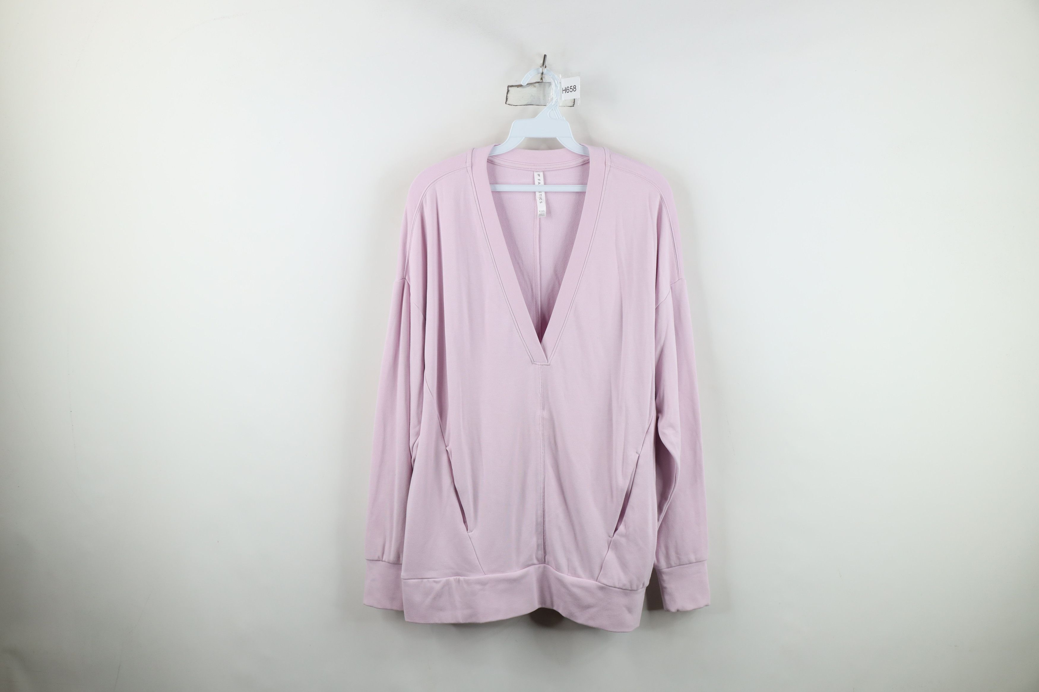 Fabletics Fabletics Baggy Fit Yoga Gym V-Neck Sweatshirt Pink Size XXS / US 00 / IT 34 - 1 Thumbnail
