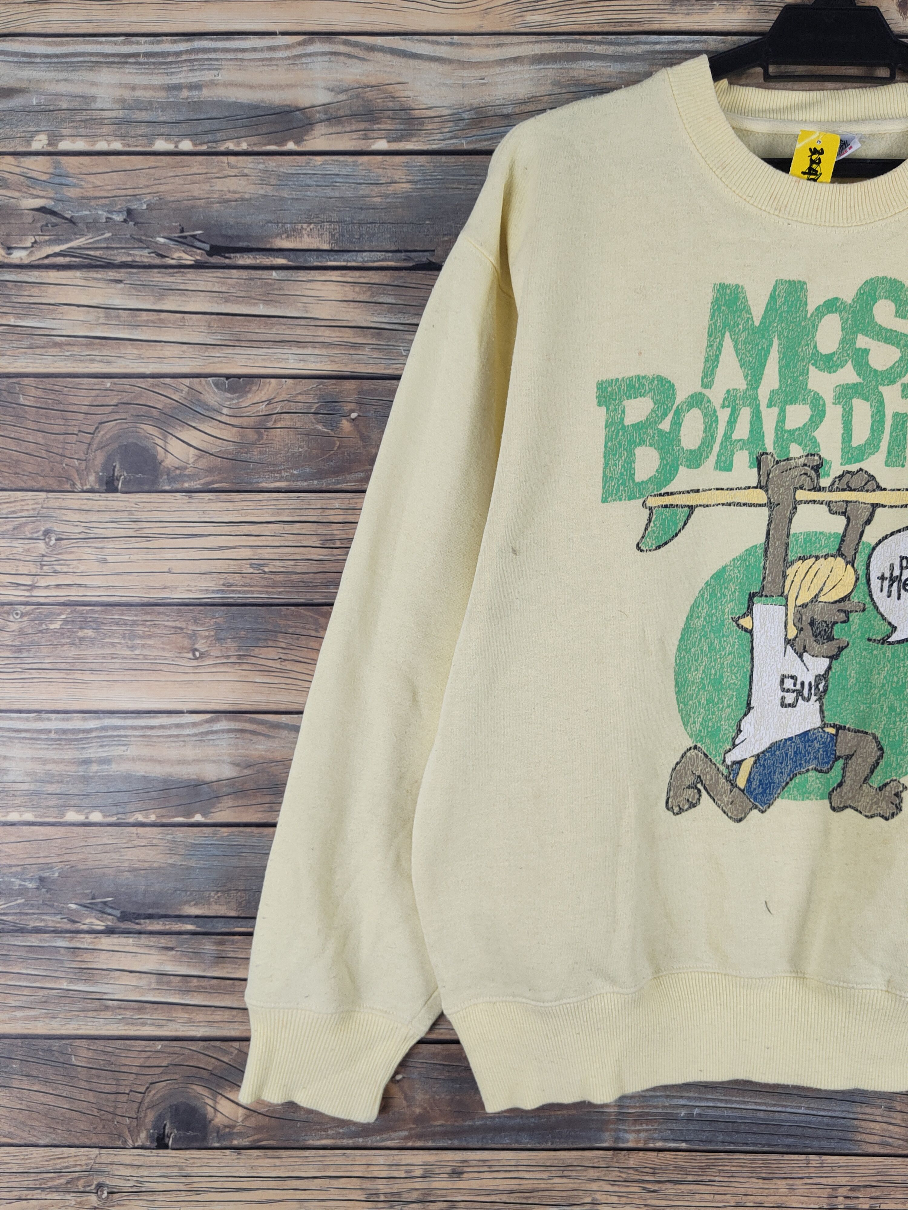 Japanese Brand Mosh Boarding Yellow vintage Sweatshirts #W1666 Size US M / EU 48-50 / 2 - 4 Thumbnail