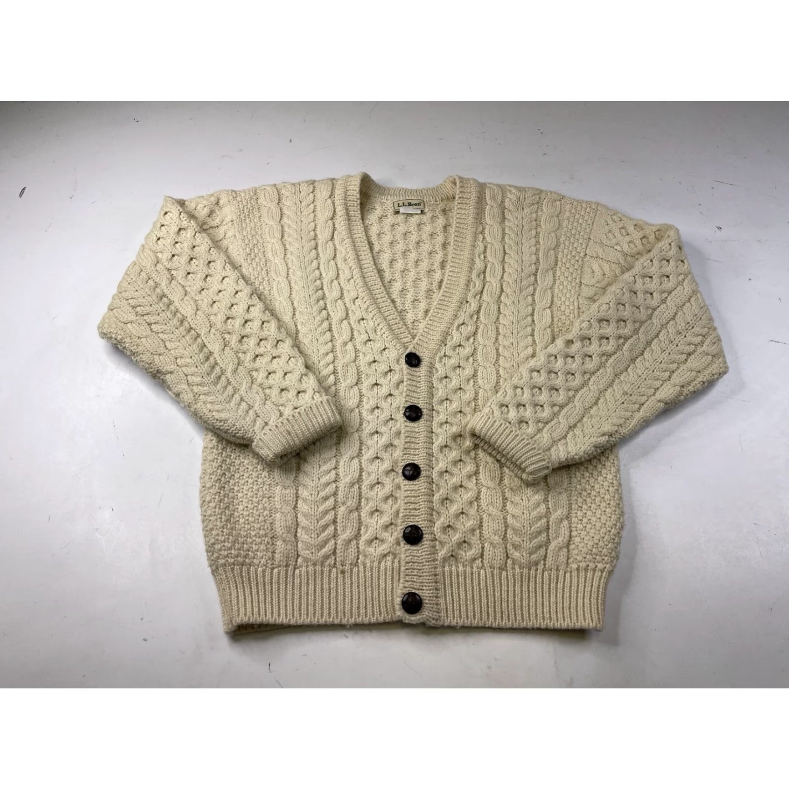 Vintage VINTAGE L.L. Bean Wool Irish Fishermans Cable-Knit Cardigan Sweater Mens Medium Size US M / EU 48-50 / 2 - 2 Thumbnail