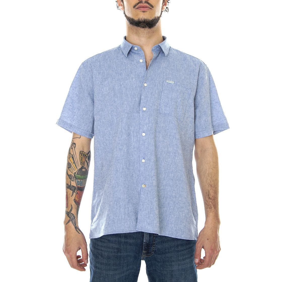 Barbour o1y1224 Logo Single Pocket Shirt in Blue Size US L / EU 52-54 / 3 - 1 Thumbnail