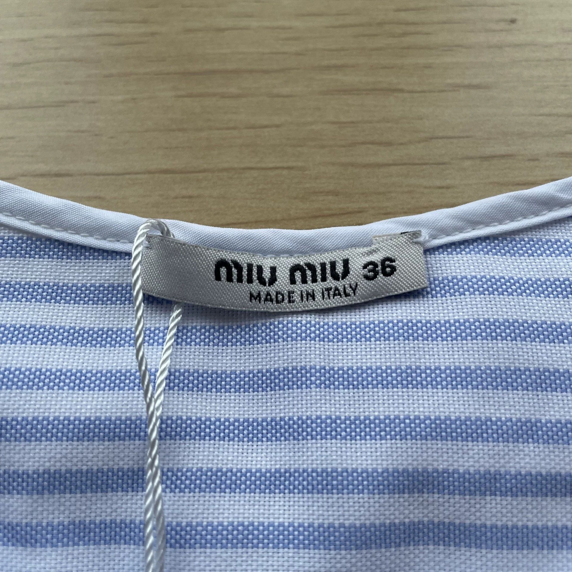 Miu Miu MIU MIU women's blue striped short-sleeve dress 36 Size XS / US 0-2 / IT 36-38 - 5 Thumbnail