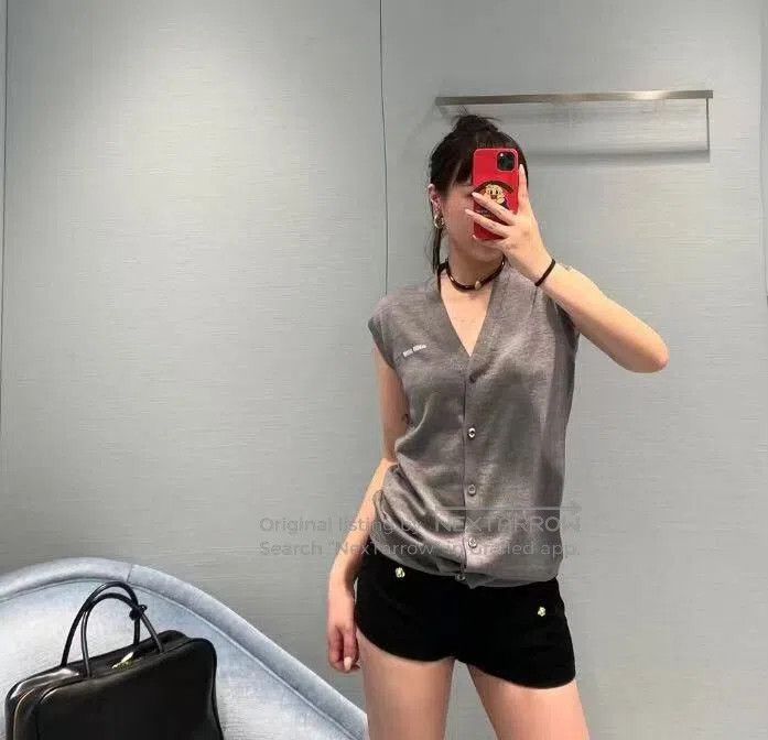 Miu Miu Miu Miu 22 Dark Gray Logo Wool Cardigan. Size L / US 10 / IT 46 - 9 Thumbnail