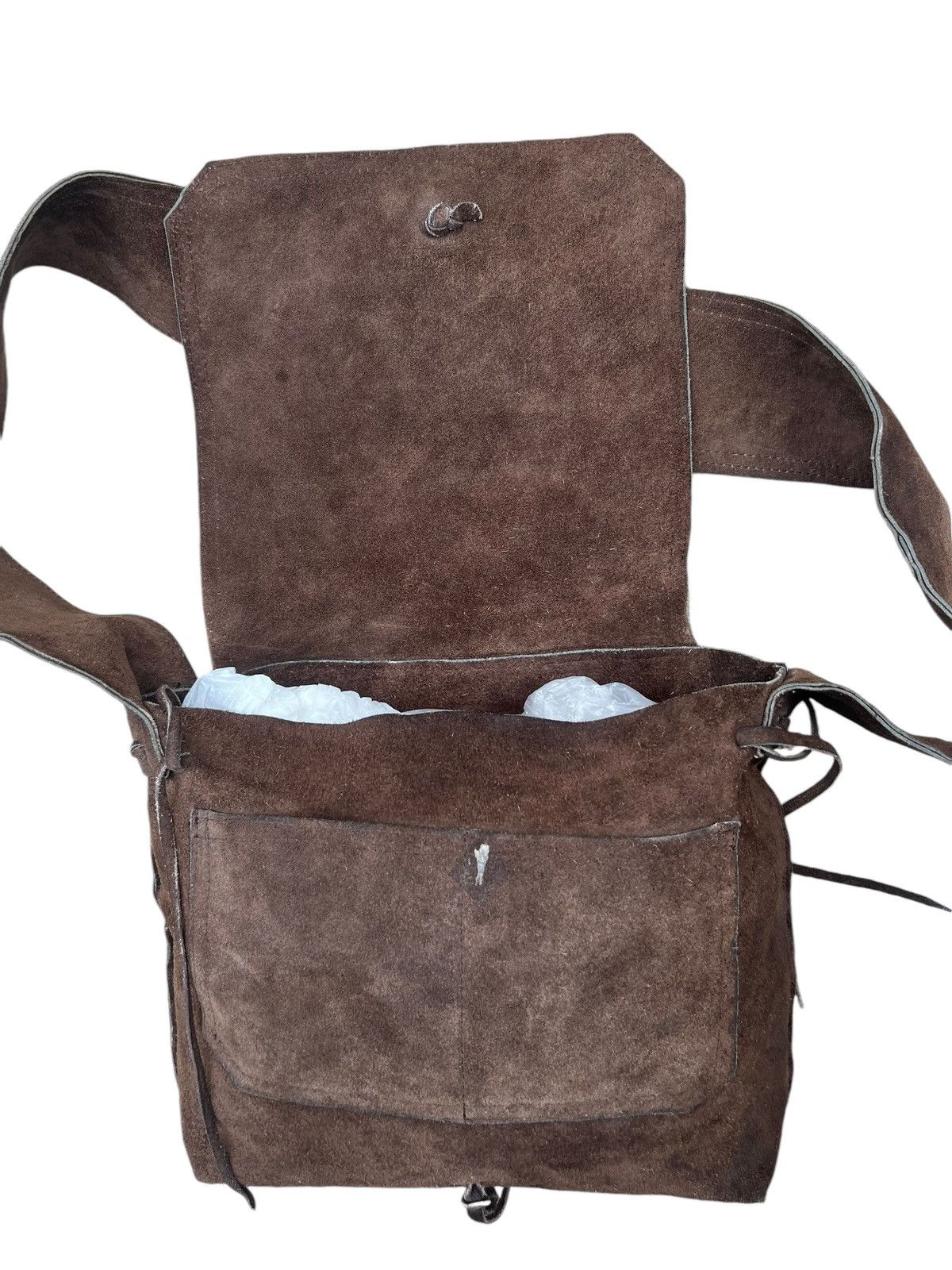 Japanese Brand Vintage Unknown Japan Brand Brown Suede Leather Bag Size ONE SIZE - 21 Thumbnail