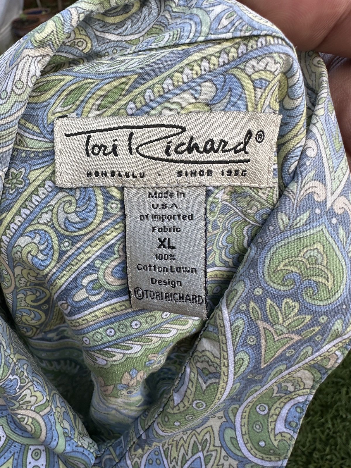 Tori Richard PreOwned Tori Richard Hawaiian Print Blue/Green Men's XL Size US XL / EU 56 / 4 - 4 Thumbnail