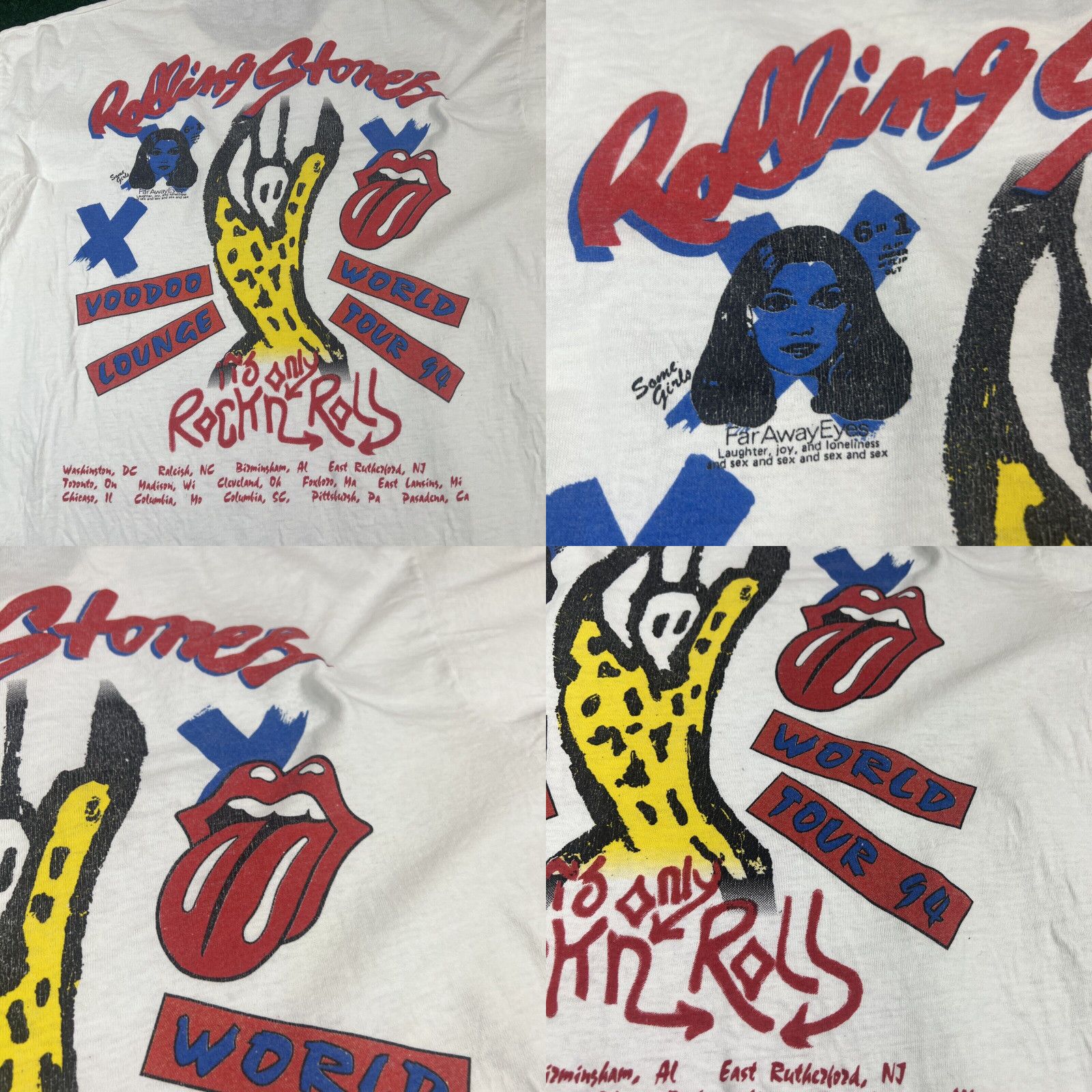 Vintage Vintage Rolling Stones Voodoo Lounge Tour 94 T-Shirt Spiked Tongue Rare Print Size US XL / EU 56 / 4 - 8 Thumbnail