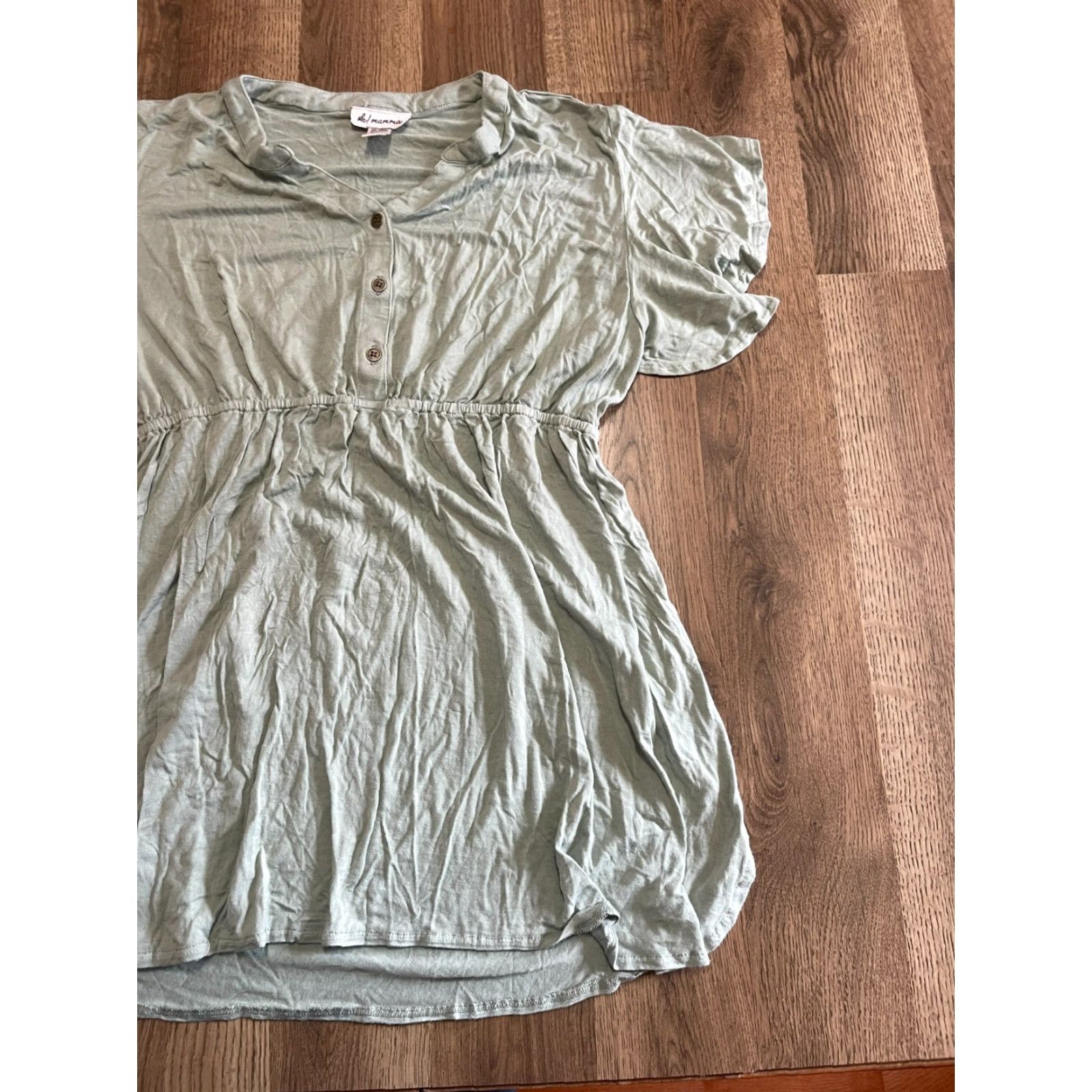Vintage VINTAGE Oh! Mamma Shirt Womens 2X Green 1/4 Buttons Short Sleeve Shirt 2X Womens Mens Girls Size XXL / US 16-18 / IT 52-54 - 3 Thumbnail