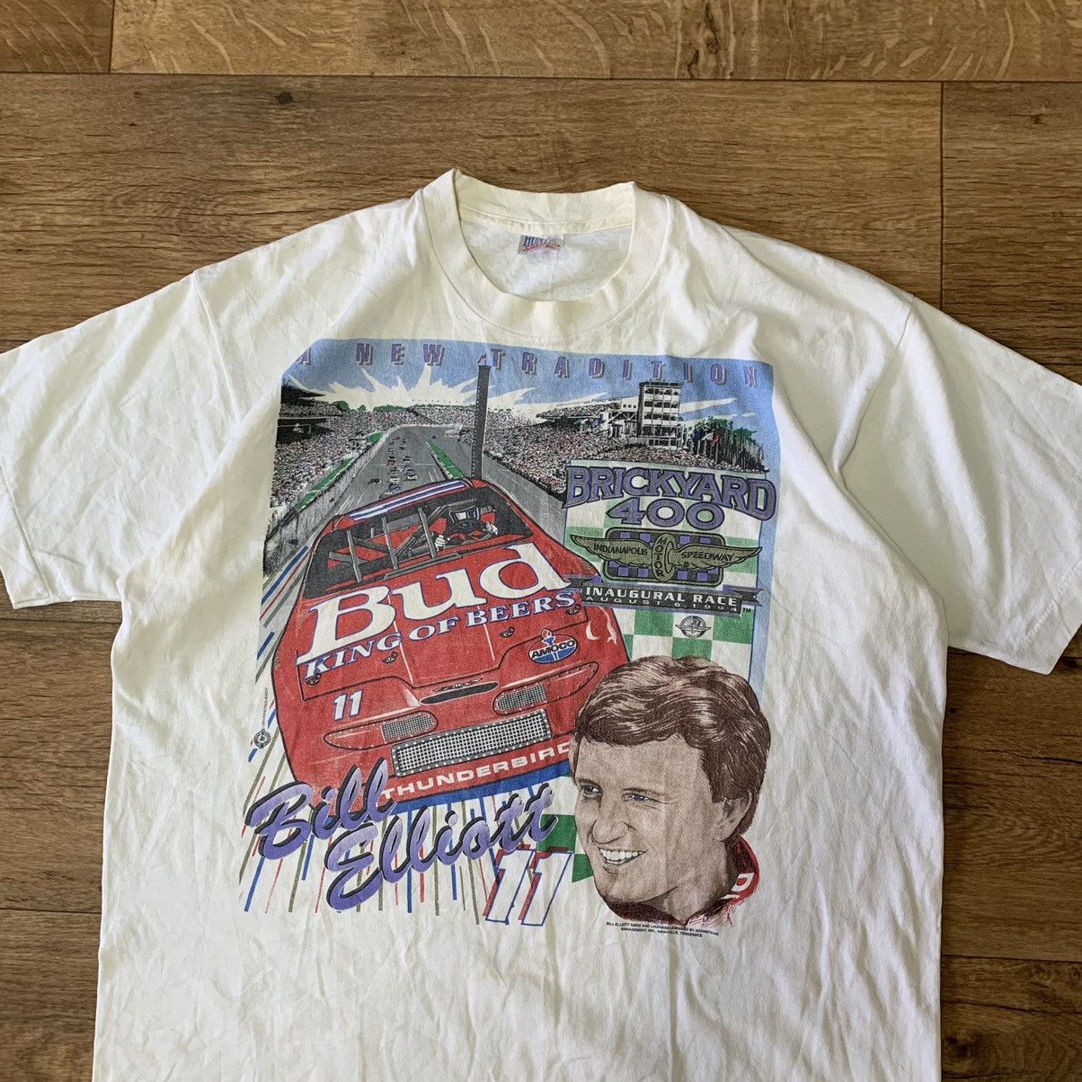 Budweiser × Vintage Vintage 1994 Budweiser Bill Elliot T-shirt Size US XL / EU 56 / 4 - 3 Thumbnail