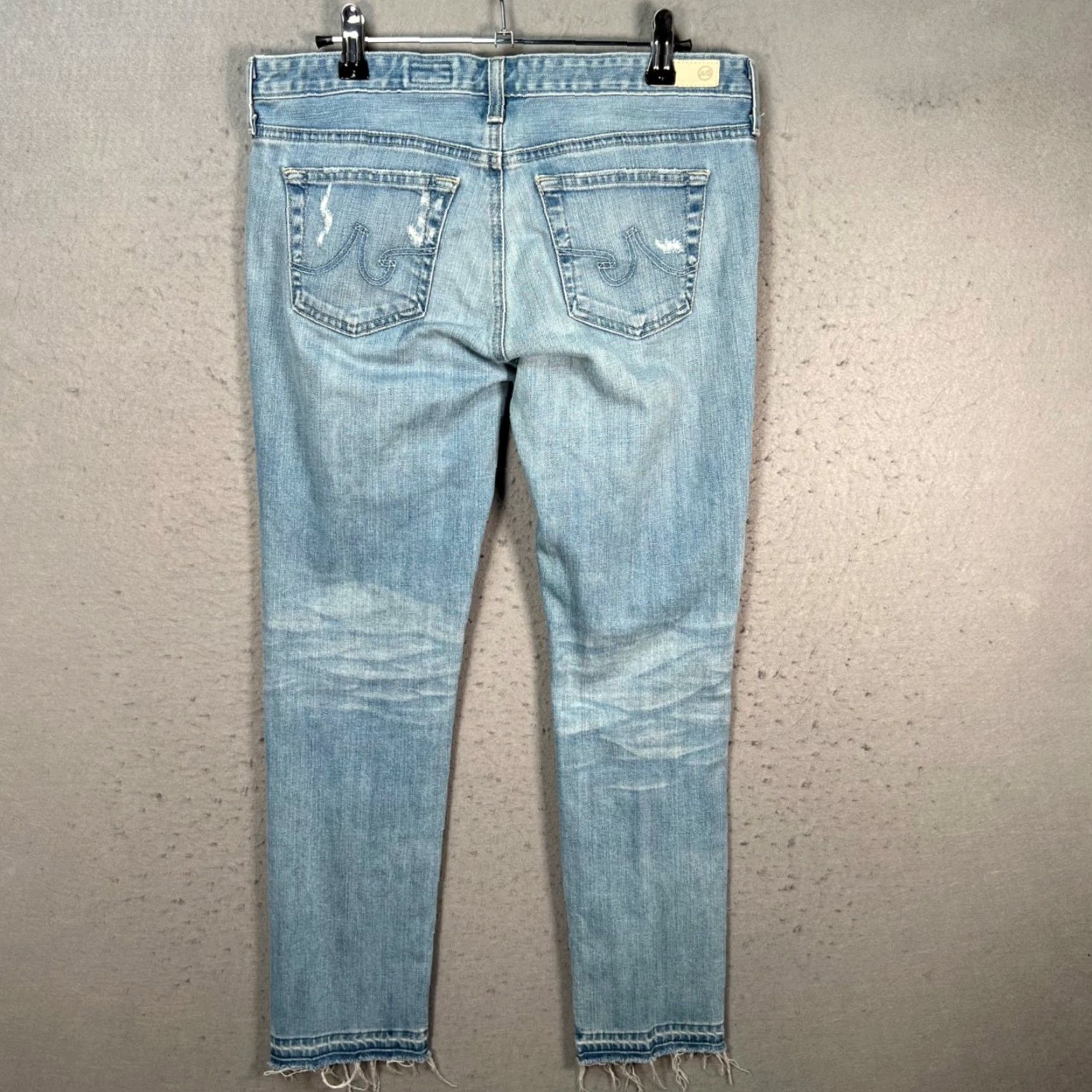 Vintage AG Adriano Goldschmied The Stilt Cigarette Leg Distressed Jeans Light Wash 29 Size 29" - 2 Thumbnail