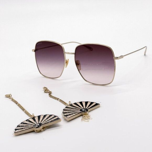 Gucci NEW GUCCI SUNGLASSES GG1031S 010 GOLD/BROWN WOMEN EYEWEAR Size ONE SIZE - 2 Thumbnail