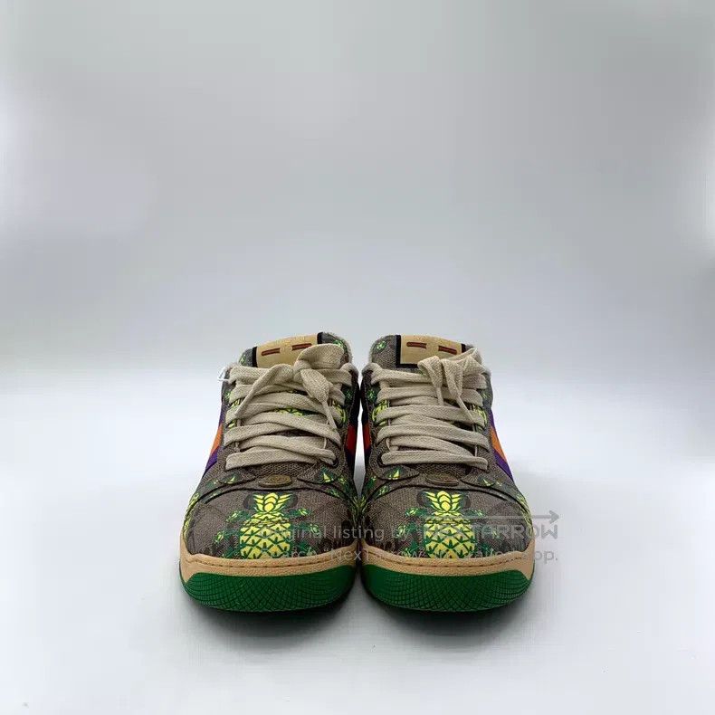 Gucci Gucci Colour-matched pineapple print series canvas lace-up Size US 10 / EU 43 - 3 Thumbnail