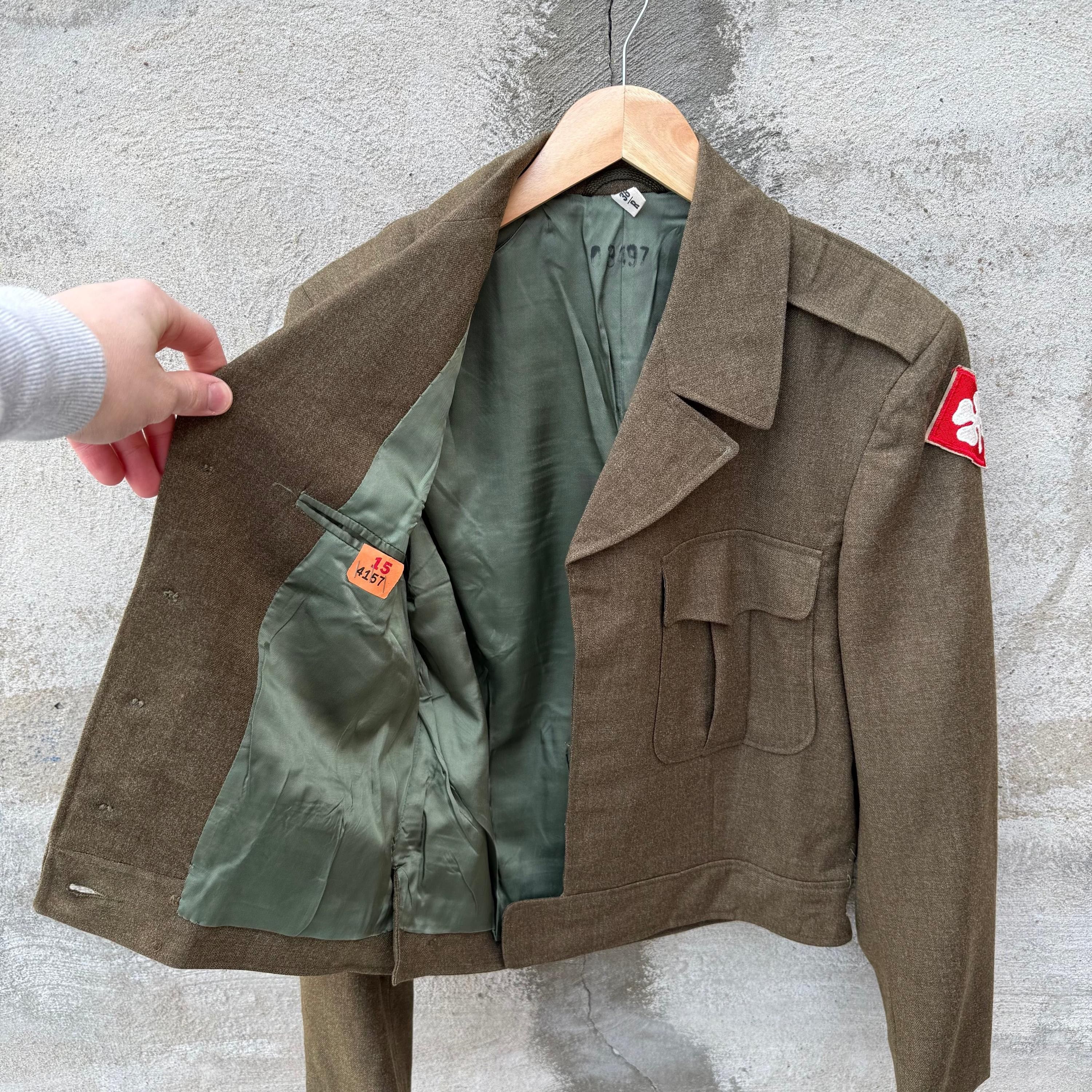 Vintage 50's US Military Brown Wool Officer Jacket Size US S / EU 44-46 / 1 - 5 Thumbnail