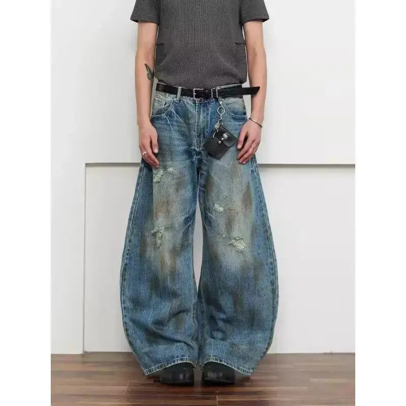 Japanese Brand Retro loose ripped micro flared jeans Size US 32 / EU 48 - 3 Thumbnail