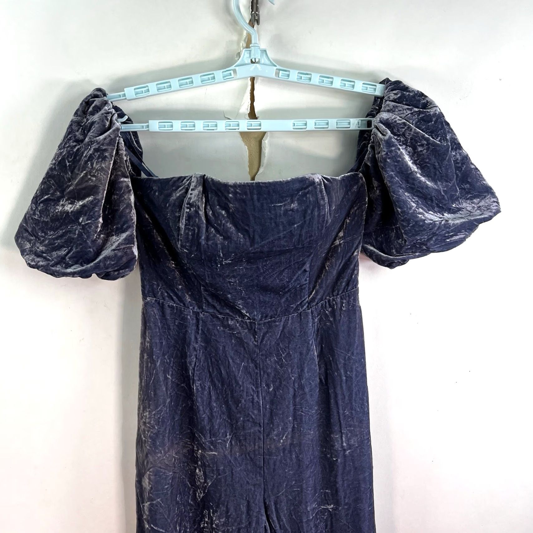 Anthropologie Anthropologie The Femme Velvet Jumpsuit Women Size 2 Blue Halter Sleeveless Wide-Leg Floral Belted Zip - Womens Size 26" / US 2 / IT 38 - 2 Thumbnail