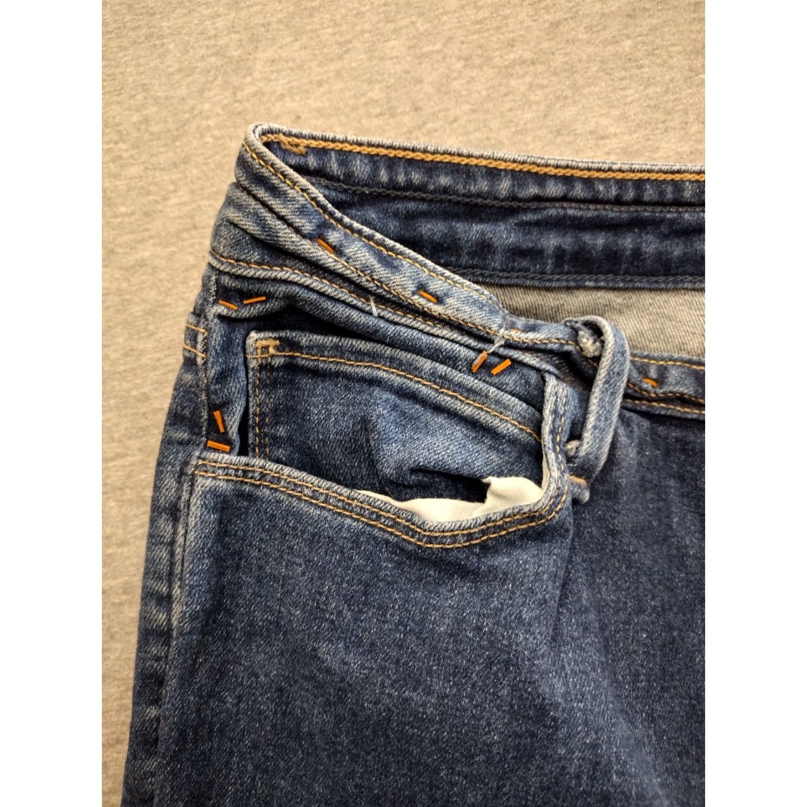 Denime Unbranded Men's Blue Denim Cropped Stretch Jeans Size 30x36 - 5-Pocket Design, Regular Fit, Mid Rise, Blue, Cotton Blend, Jeans, 90s Theme Size US 30 / EU 46 - 7 Thumbnail