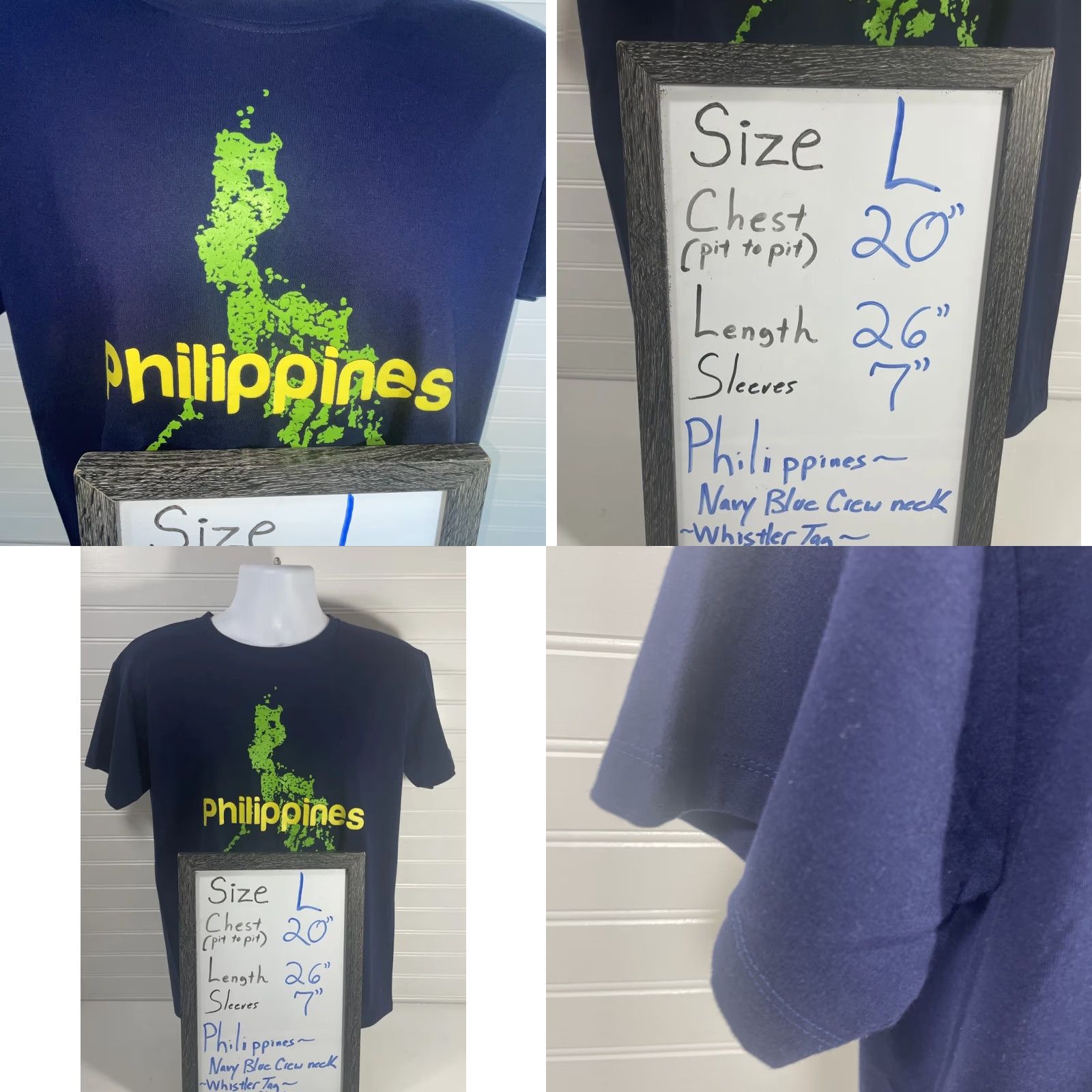 Whistles Whistler Philippines Shirt Men L Navy Crew Neck Short Sleeve Graphic Map of Philippines Blue Cotton T-Shirt Regular Fit Size US L / EU 52-54 / 3 - 9 Thumbnail