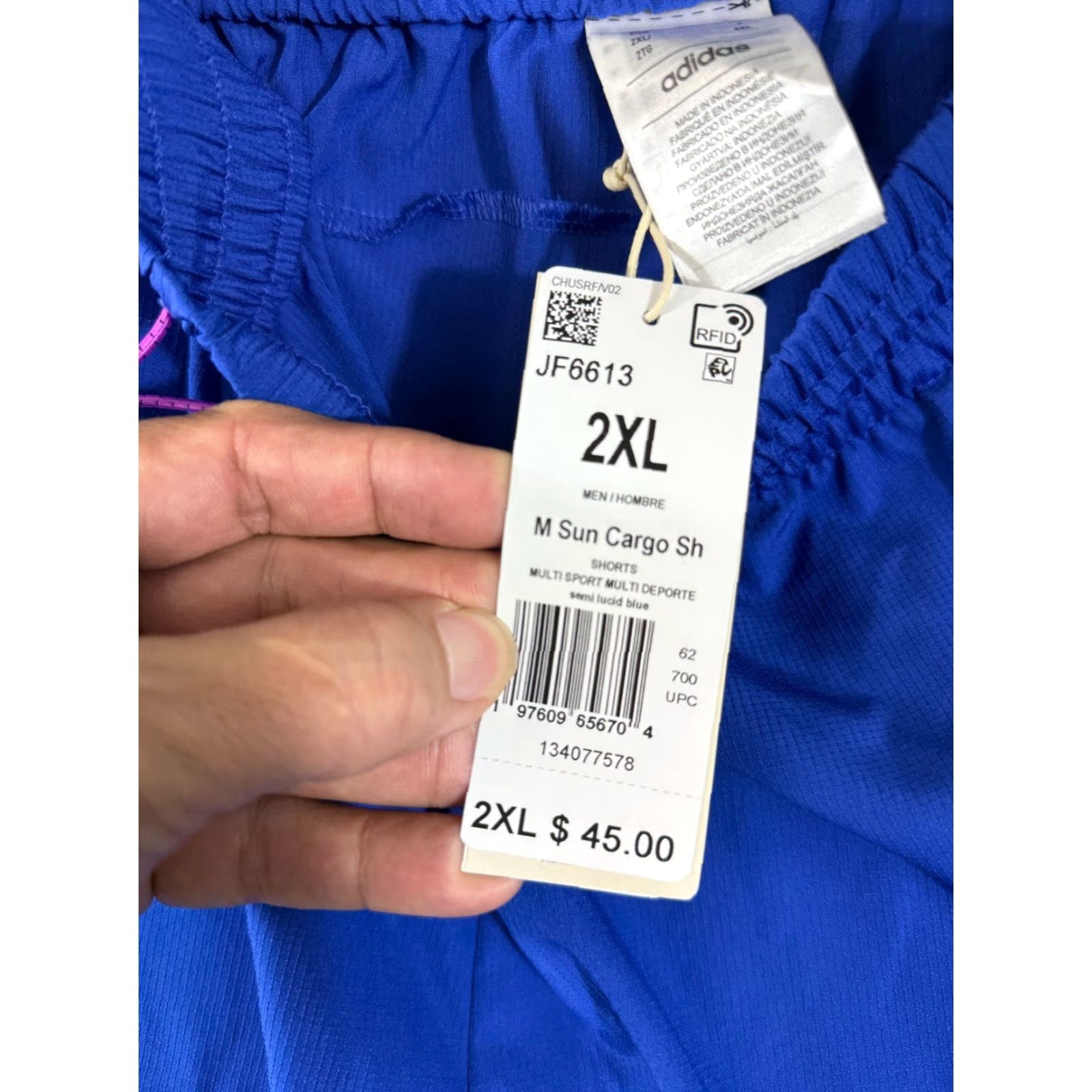 Adidas Adidas Sun Cargo Shorts Mens 2XL Blue Multi Sports Performance Drawstring NWT Size US 39 - 7 Thumbnail