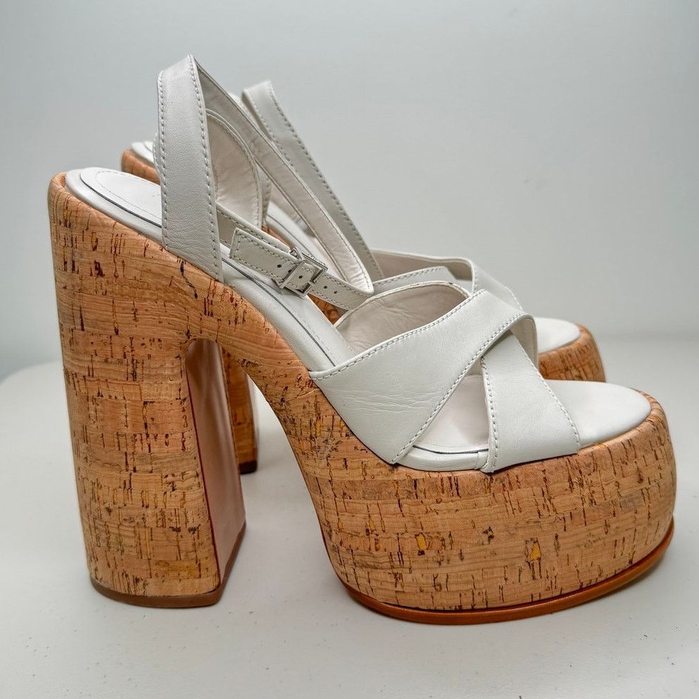 SCHUTZ NEW Schutz Pattie Cork White Sandal Pump Heels Platforms Size US 9.5 / IT 39.5 - 1 Thumbnail