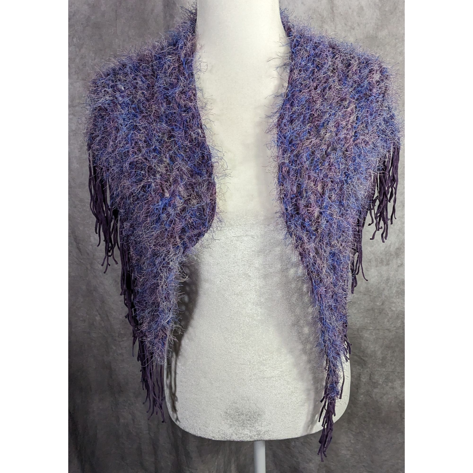 Handmade Whimsygoth Handmade Vintage Eyelash Yarn Triangle Shawl With Size ONE SIZE - 4 Thumbnail