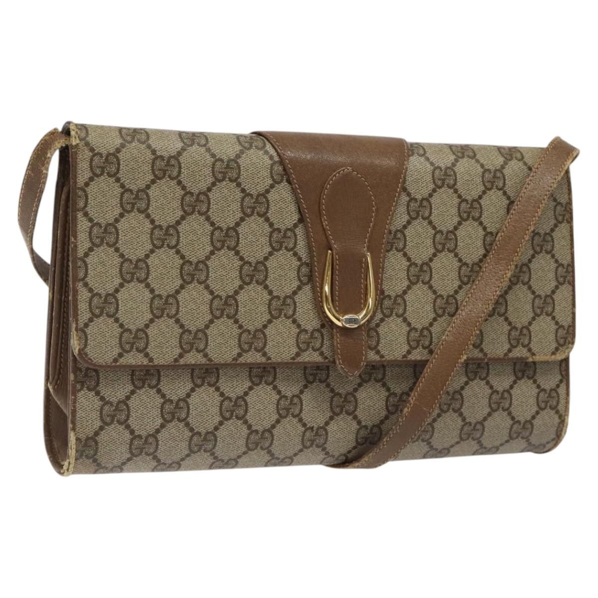 Gucci GG Supreme Shoulder Bag Pvc Beige Gold, Women's