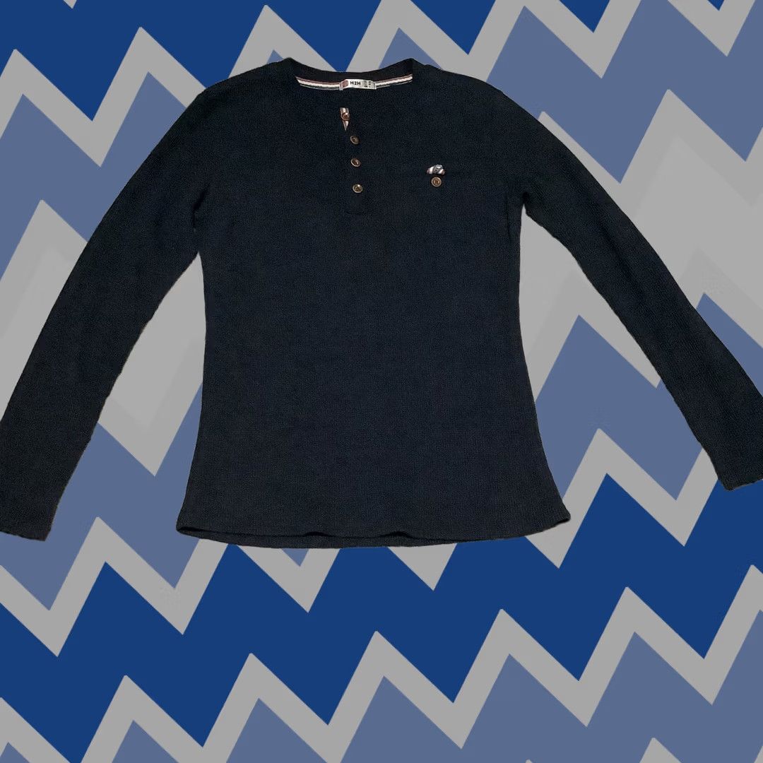 Vintage H2H Men's Blue Long Sleeve Thermal Pullover Henley Collar Shirt M Size US M / EU 48-50 / 2 - 1 Thumbnail