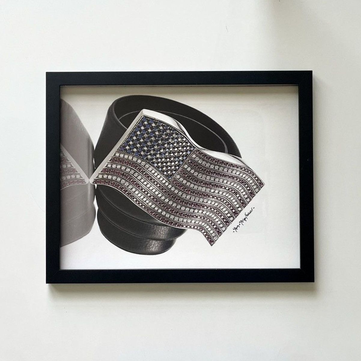 Chrome Hearts × Japanese Brand × Vintage Chrome Hearts America flag belt buckle Poster framed 9x11 Size ONE SIZE - 1 Thumbnail
