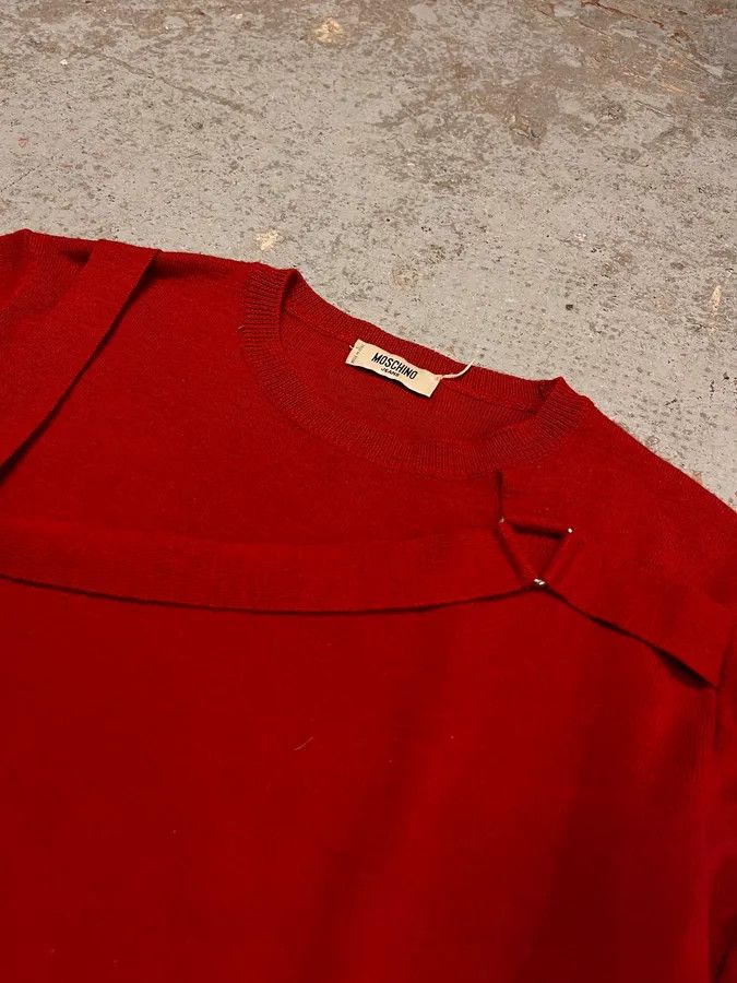 Moschino Moschino Wool Wrap Bondage Strap Red Sweater Size US S / EU 44-46 / 1 - 5 Thumbnail