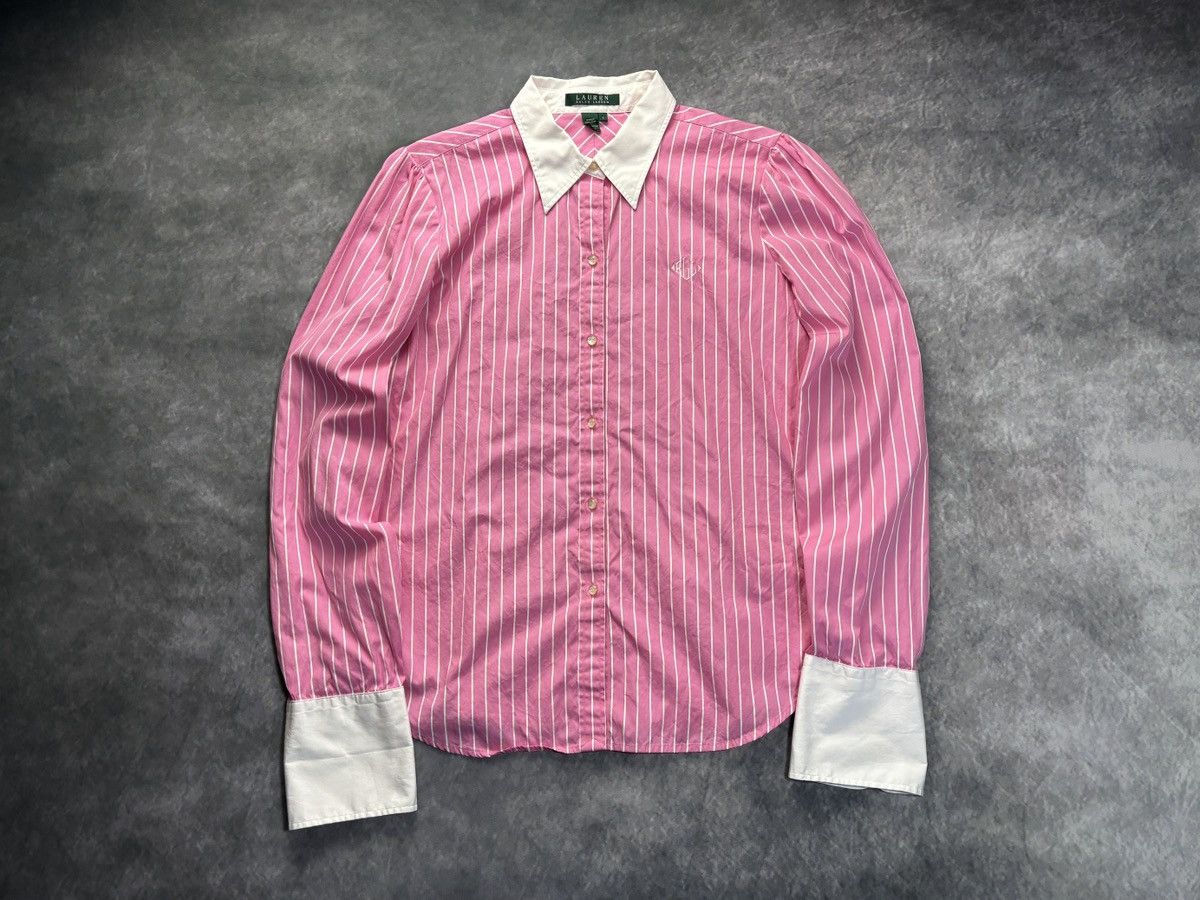 Polo Ralph Lauren 2000s Vintage Ralph Lauren Polo Shirt Striped Pink 90s Prep Size L / US 10 / IT 46 - 13 Thumbnail