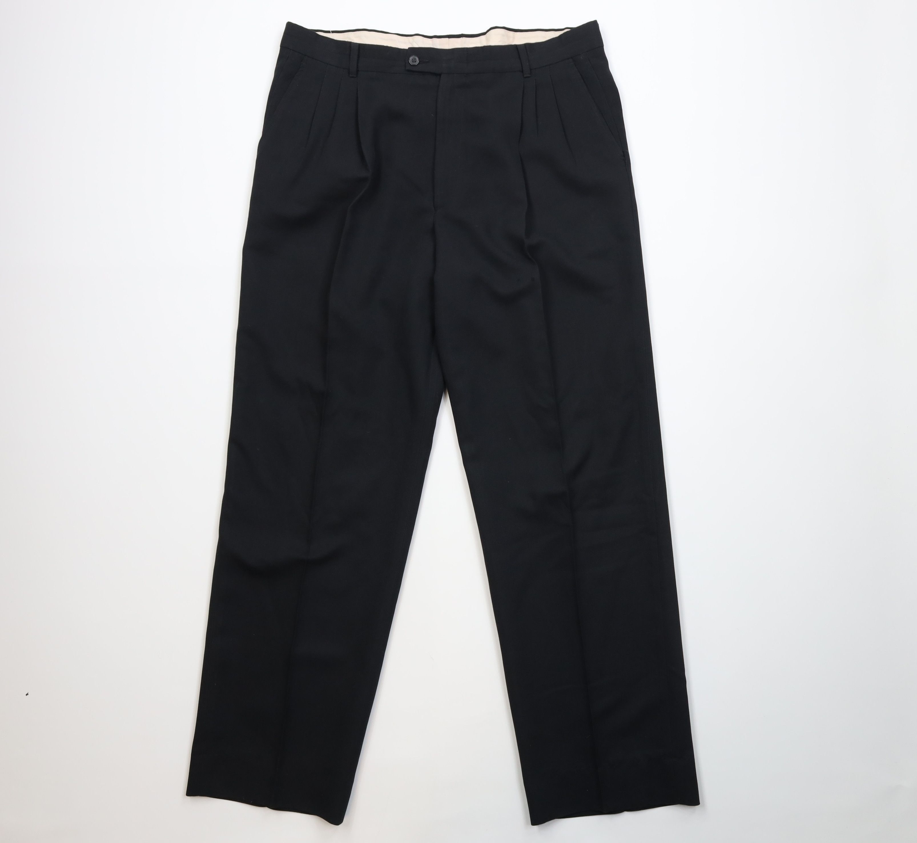 Vintage Vintage 90s Streetwear Silk Blend Wide Leg Chino Pants Black Size US 36 / EU 52 - 1 Thumbnail