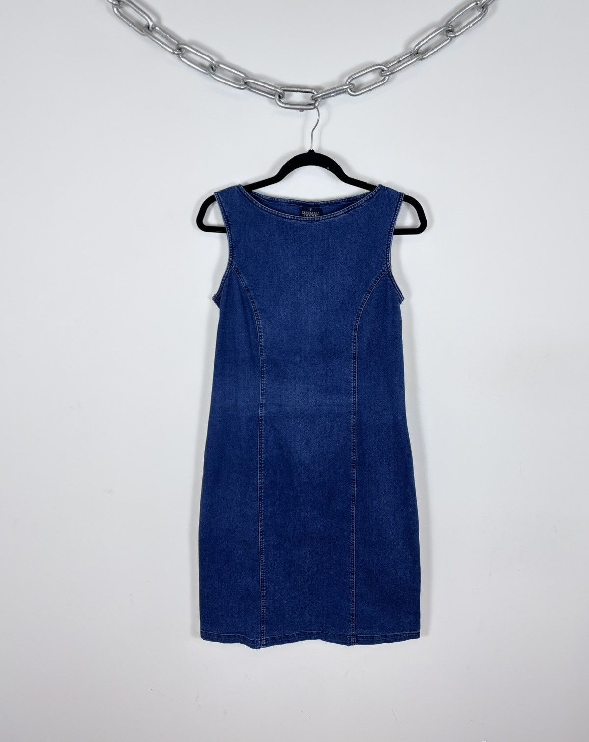 Trussardi Trussardi Jeans Women’s Italian Luxury Blue Denim Dress Size L / US 10 / IT 46 - 1 Thumbnail