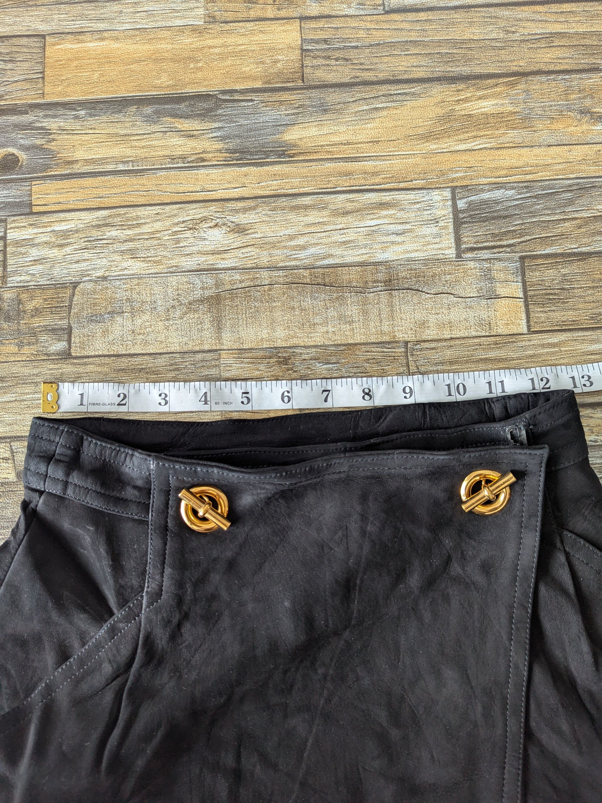 Hermes × Vintage Hermes Midi Skirt Nubuck Leather Viscose Lining Size 25" / US 0 / IT 36 - 17 Thumbnail
