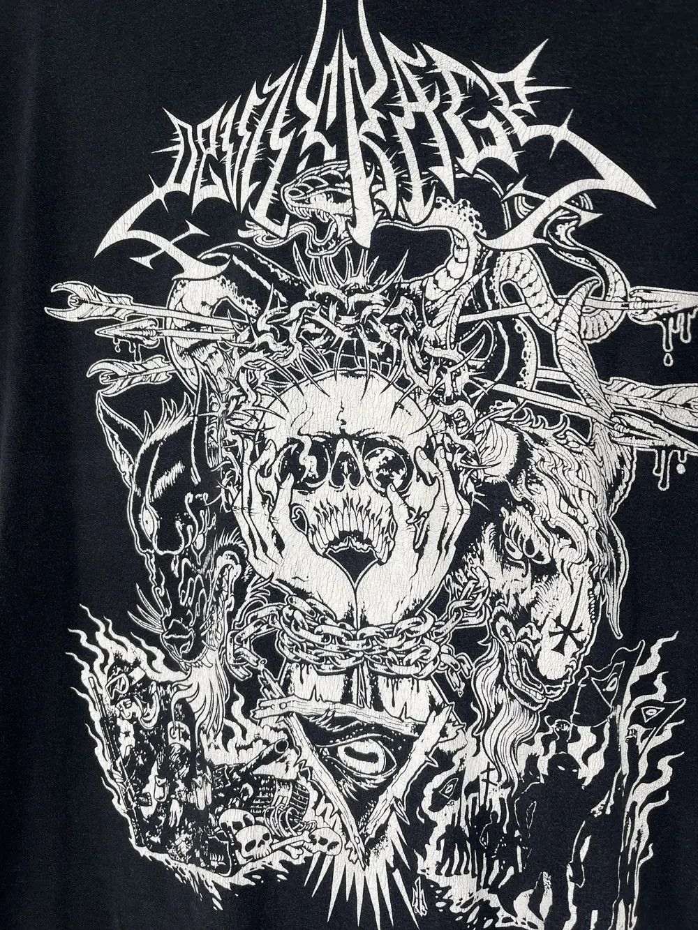 Band Tees × Vintage Vintage 90s devils rage Skulls Devil Dead Face Print Tee Size US L / EU 52-54 / 3 - 6 Thumbnail