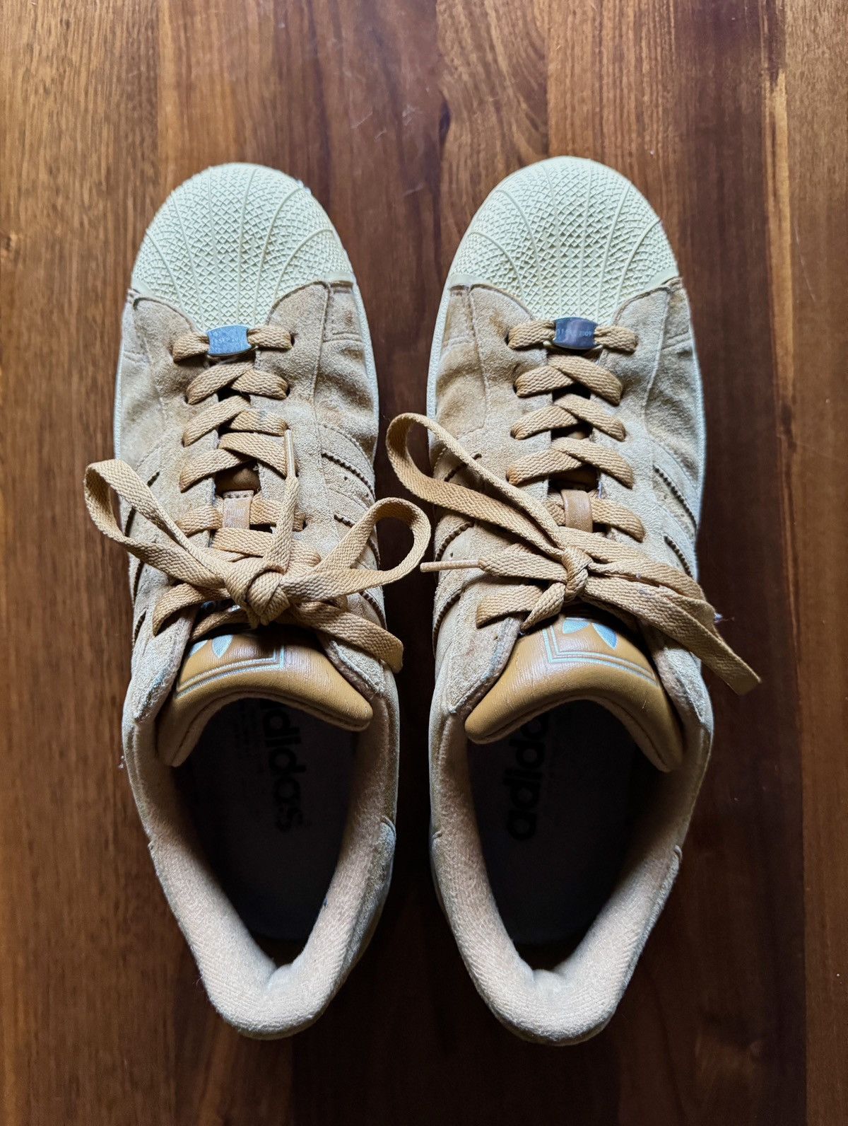 Adidas Adidas Superstar Light Brown Suede Size US 11.5 / EU 44-45 - 4 Thumbnail