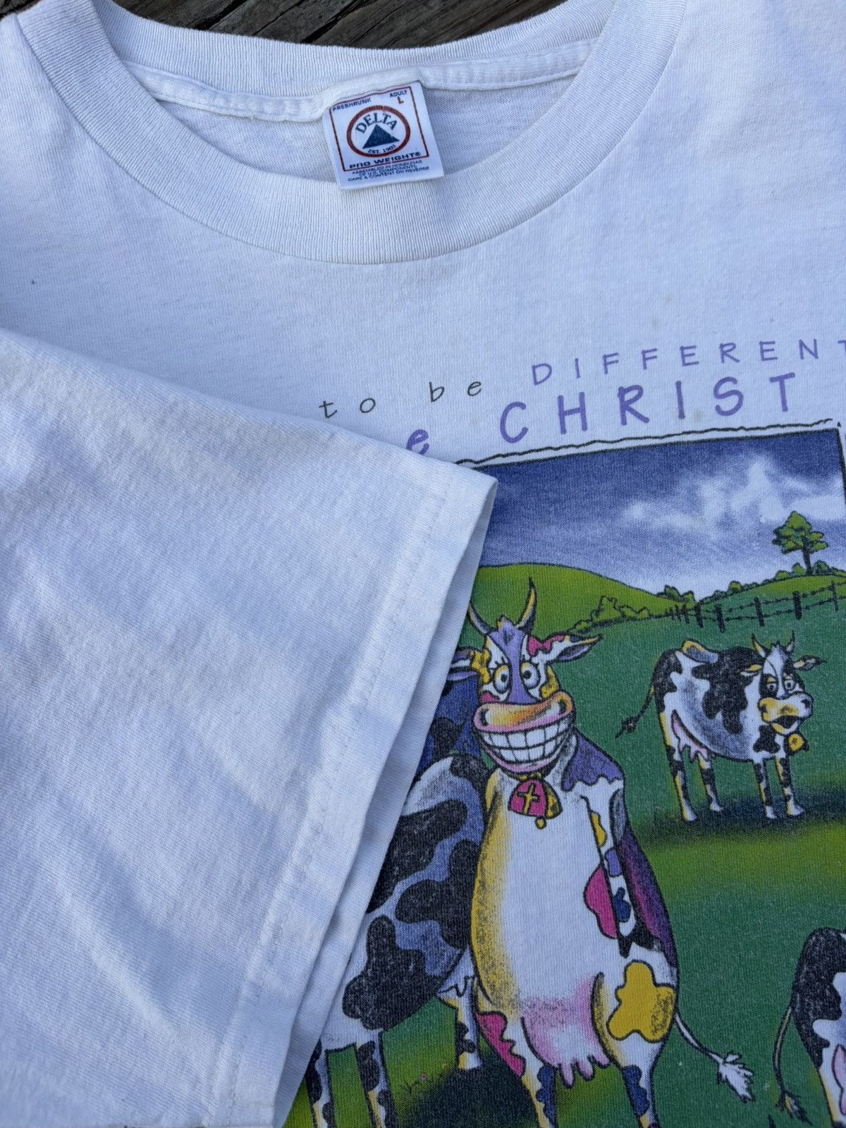 Delta 1996 Choose to be different, Choose Christ Cow graphic t Size US L / EU 52-54 / 3 - 5 Thumbnail